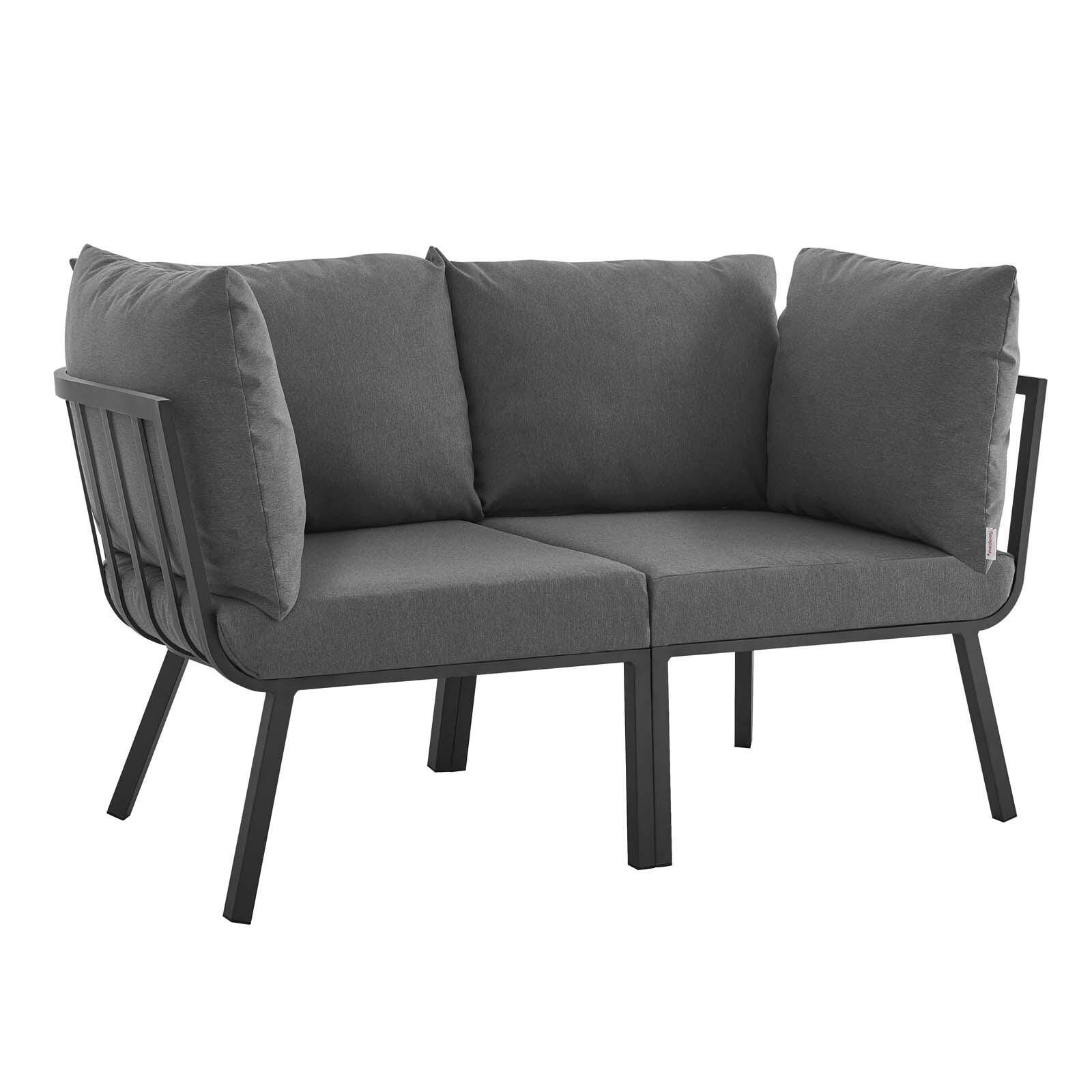 Modway Riverside Outdoor Weather Resistant Sectional Sofa 2-Piece Set, Gray/Charcoal, large