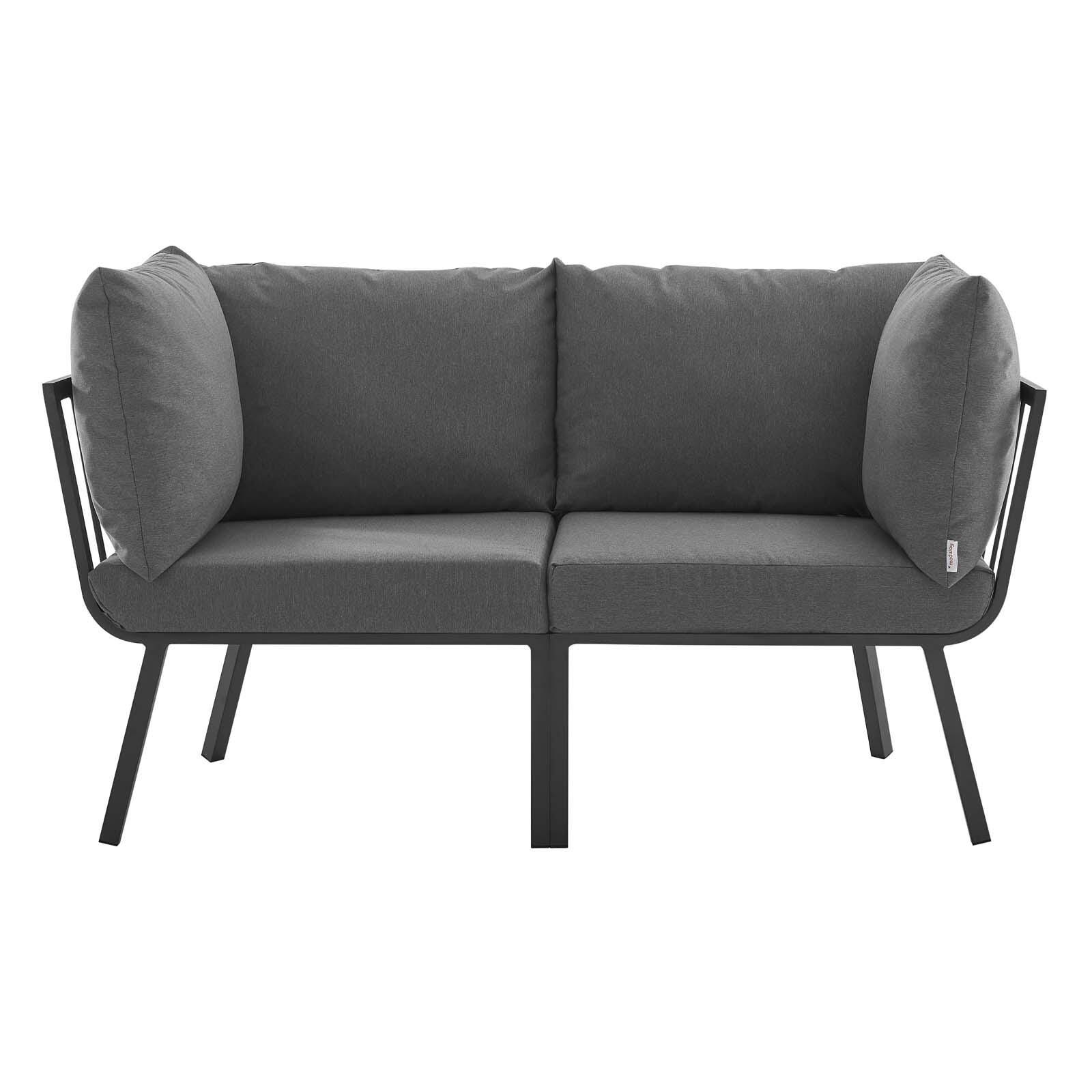 Modway Riverside Outdoor Weather Resistant Sectional Sofa 2-Piece Set, Gray/Charcoal, large