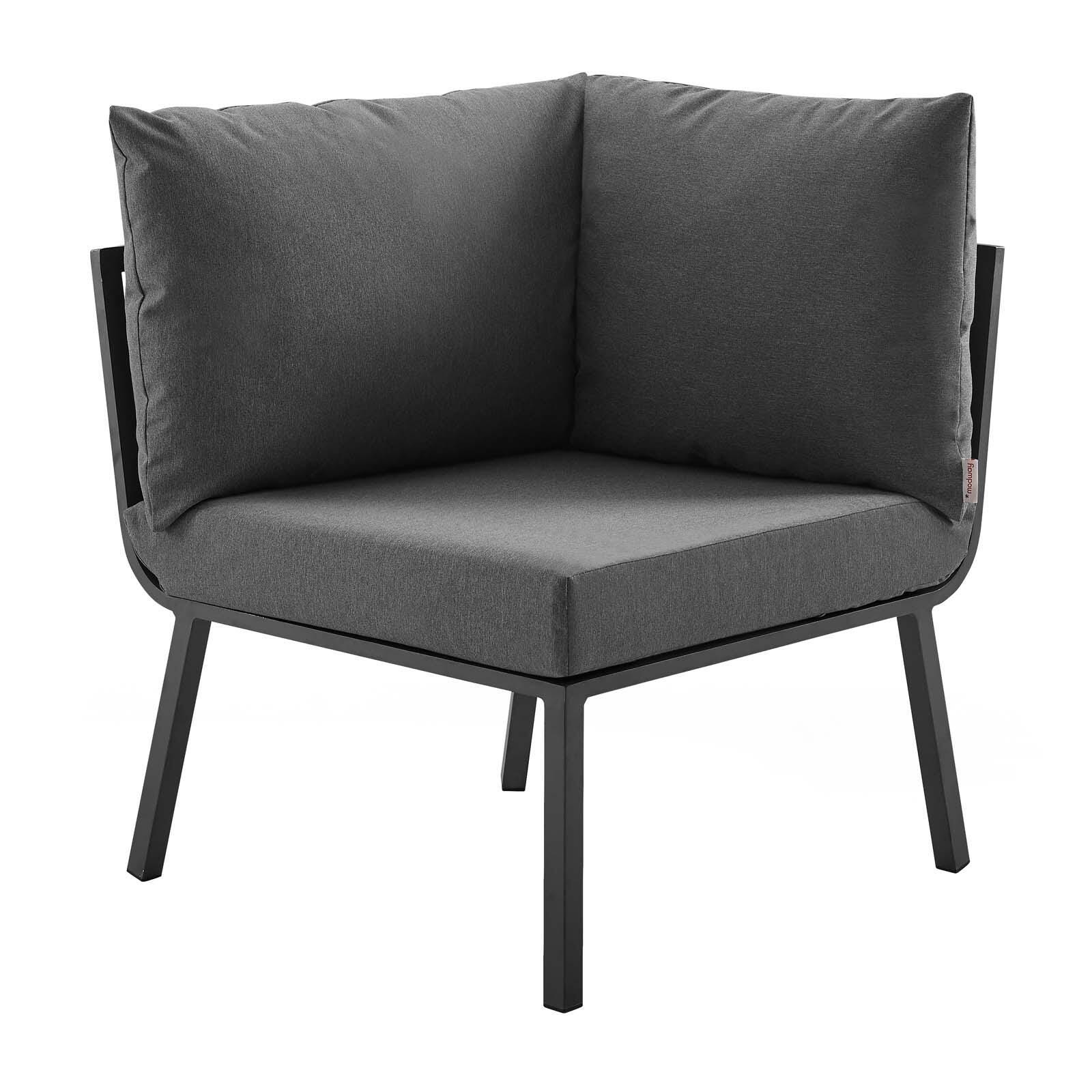Modway Riverside Outdoor Weather Resistant Sectional Sofa 2-Piece Set, Gray/Charcoal, large