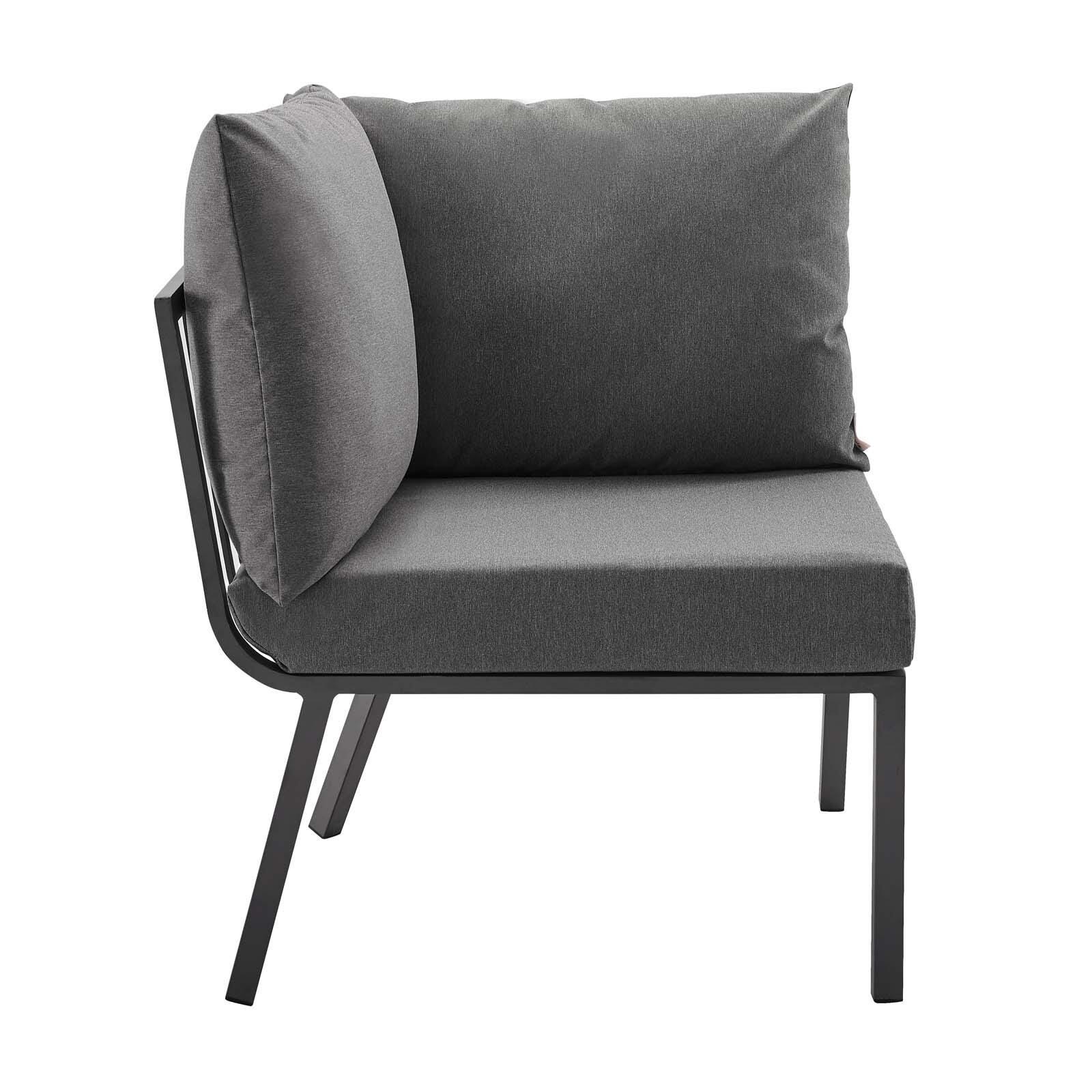 Modway Riverside Outdoor Weather Resistant Sectional Sofa 2-Piece Set, Gray/Charcoal, large
