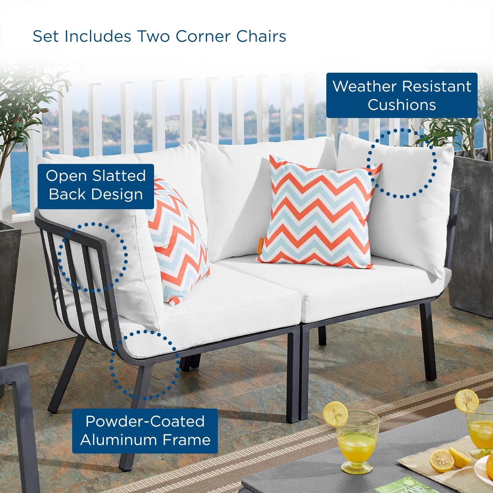 Modway Riverside Outdoor Weather Resistant Sectional Sofa 2-Piece Set, Gray/White, large