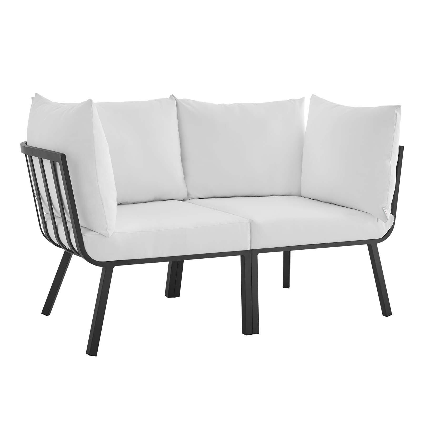 Modway Riverside Outdoor Weather Resistant Sectional Sofa 2-Piece Set, Gray/White, large