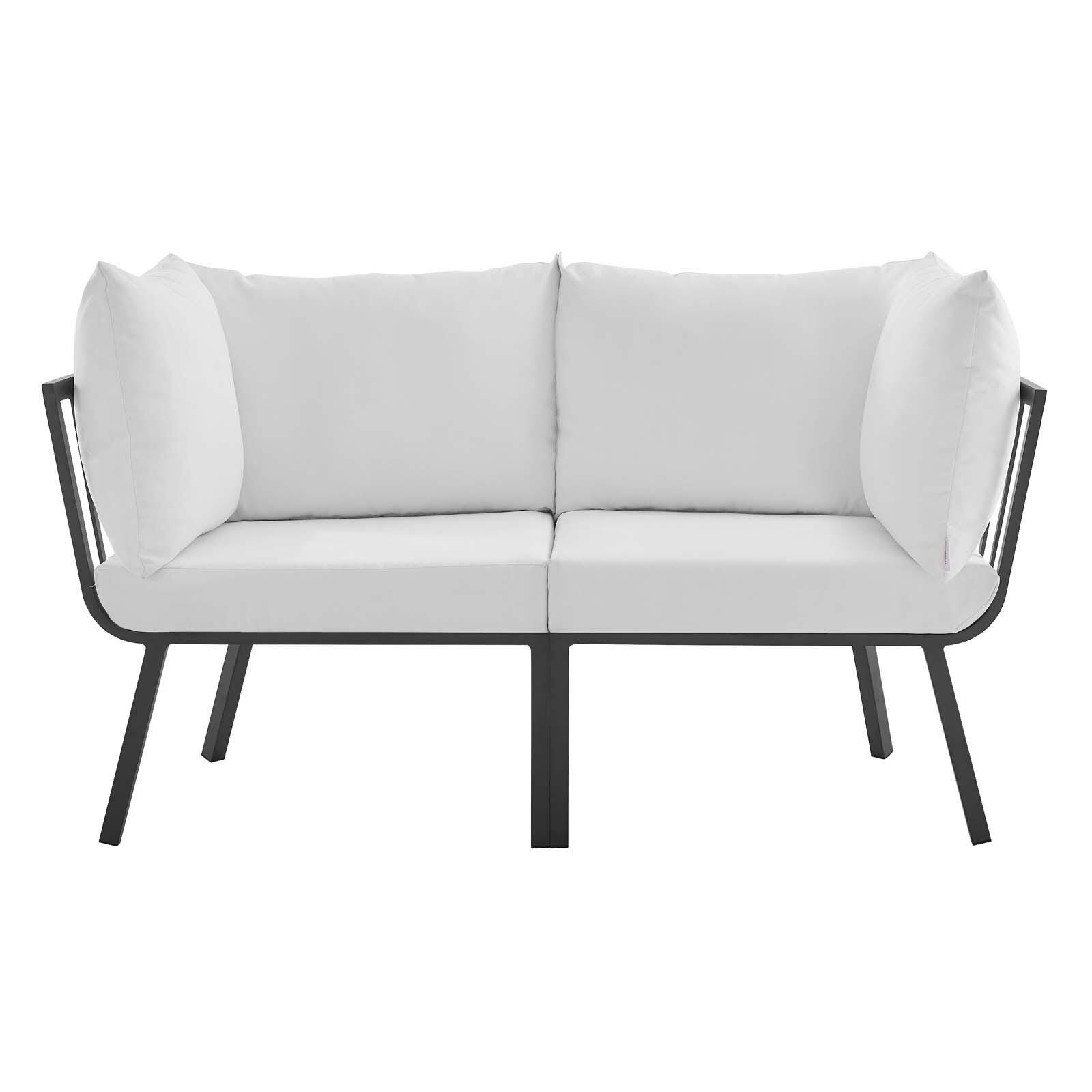 Modway Riverside Outdoor Weather Resistant Sectional Sofa 2-Piece Set, Gray/White, large