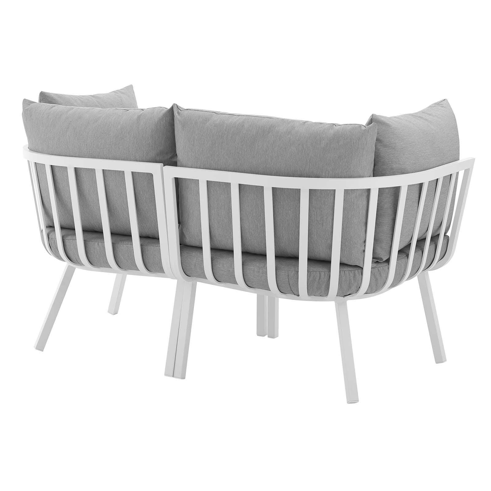Riverside Outdoor Weather Resistant Sectional Sofa 2-Piece Set, White/Gray, large
