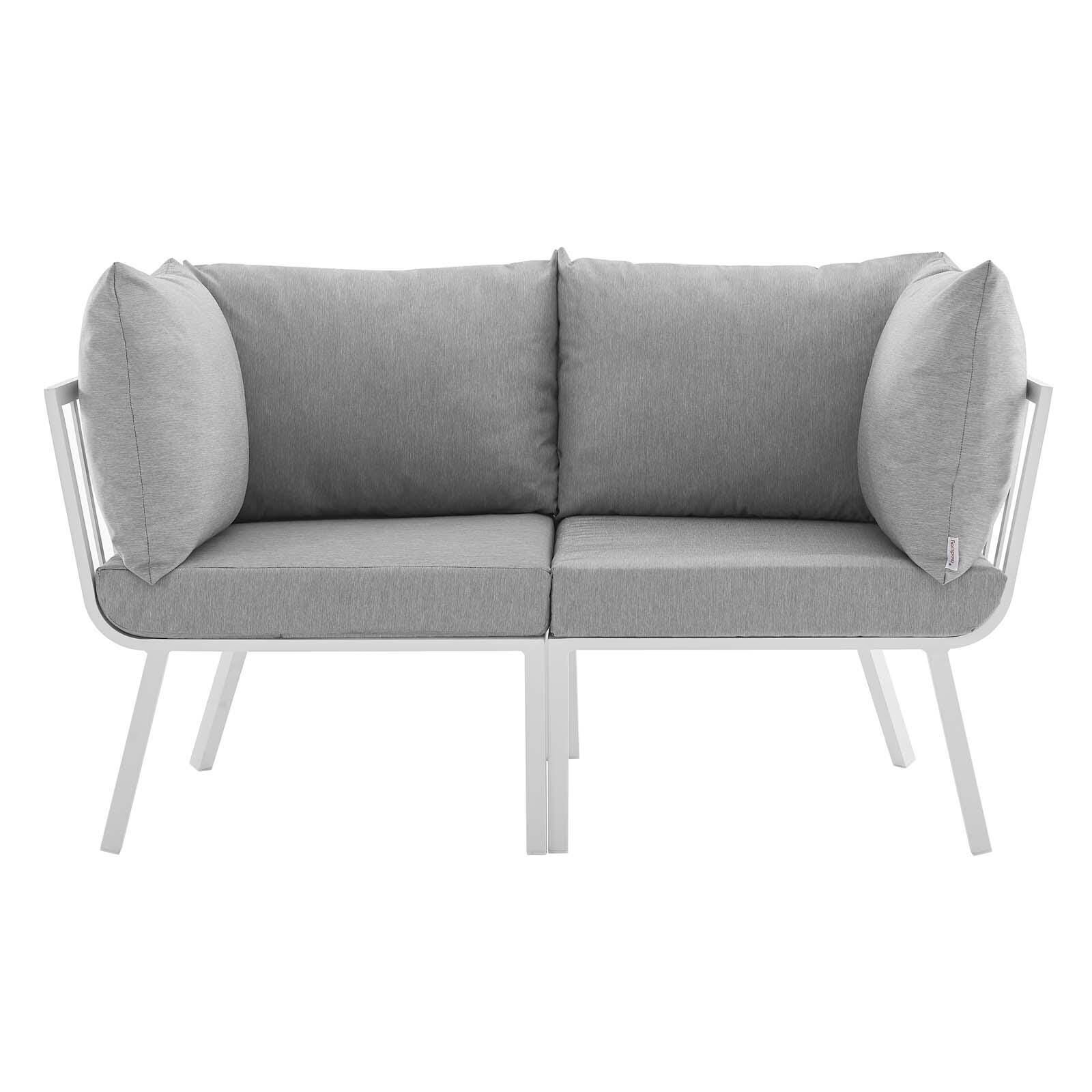 Riverside Outdoor Weather Resistant Sectional Sofa 2-Piece Set, White/Gray, large