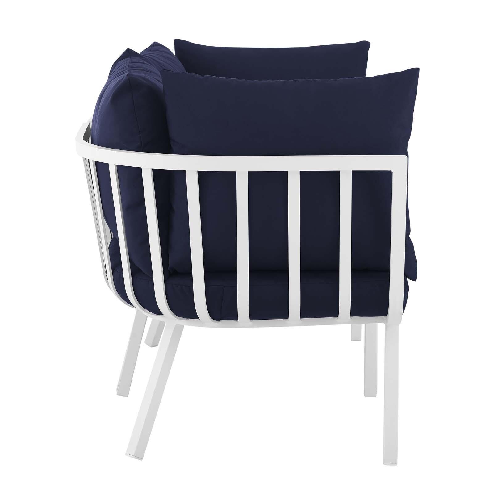 Modway Riverside Outdoor Weather Resistant Sectional Sofa 2-Piece Set, White/Navy, large
