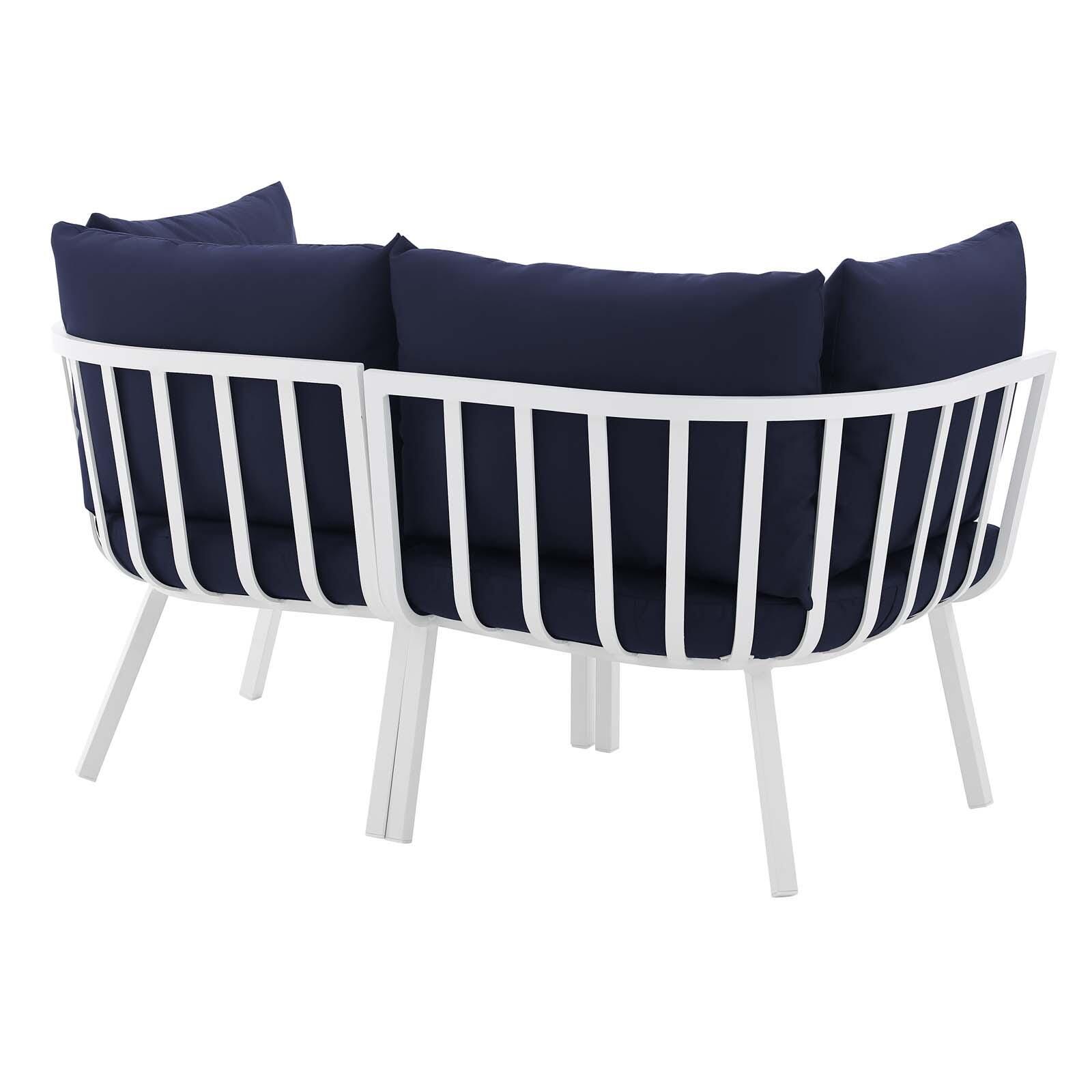 Modway Riverside Outdoor Weather Resistant Sectional Sofa 2-Piece Set, White/Navy, large