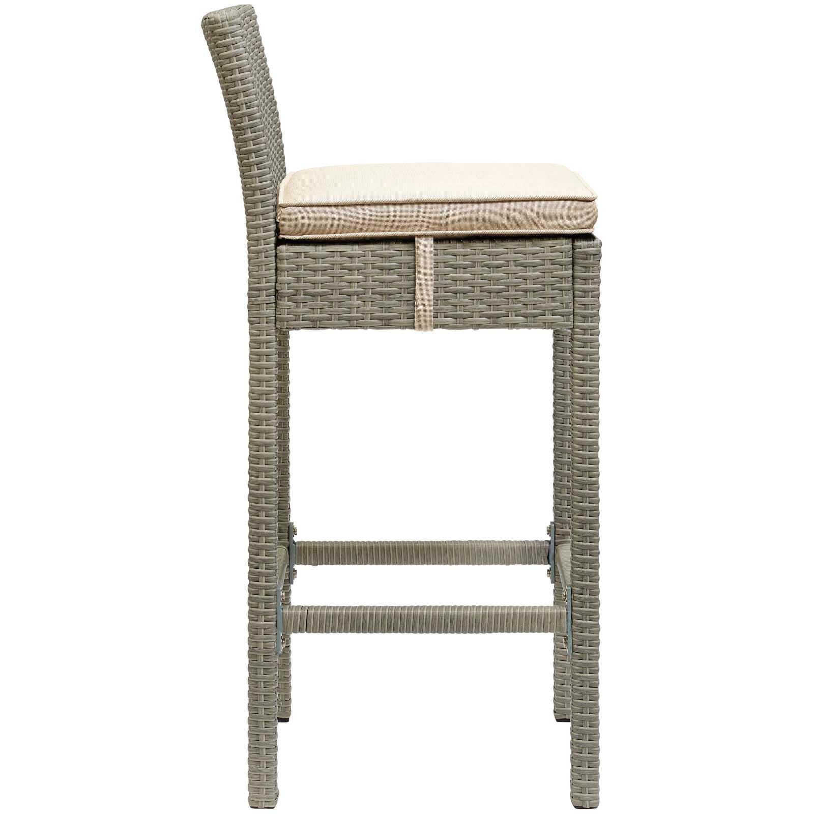 Modway Conduit Outdoor Weather Resistant Bar Stool, Light Gray/Beige, large