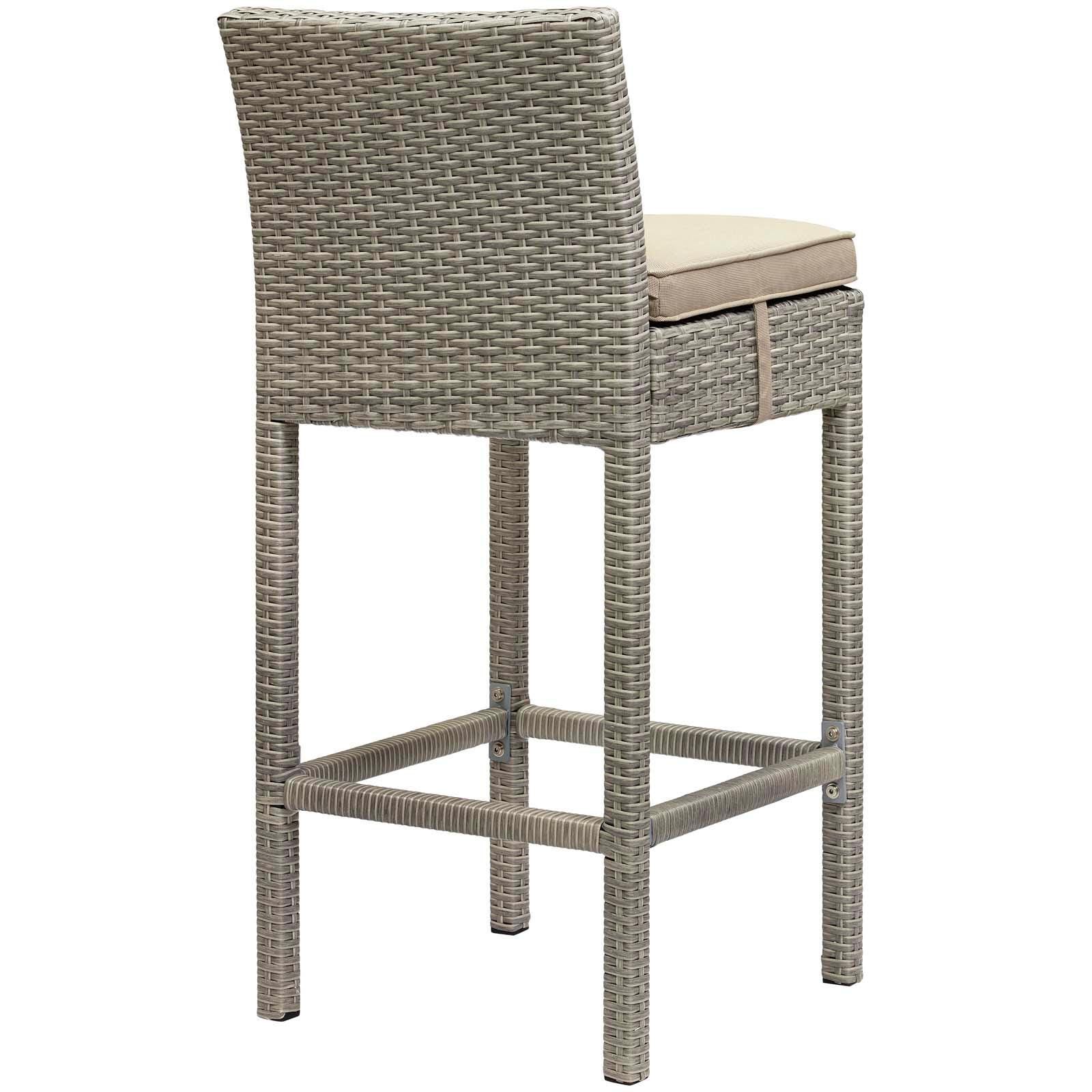 Modway Conduit Outdoor Weather Resistant Bar Stool, Light Gray/Beige, large