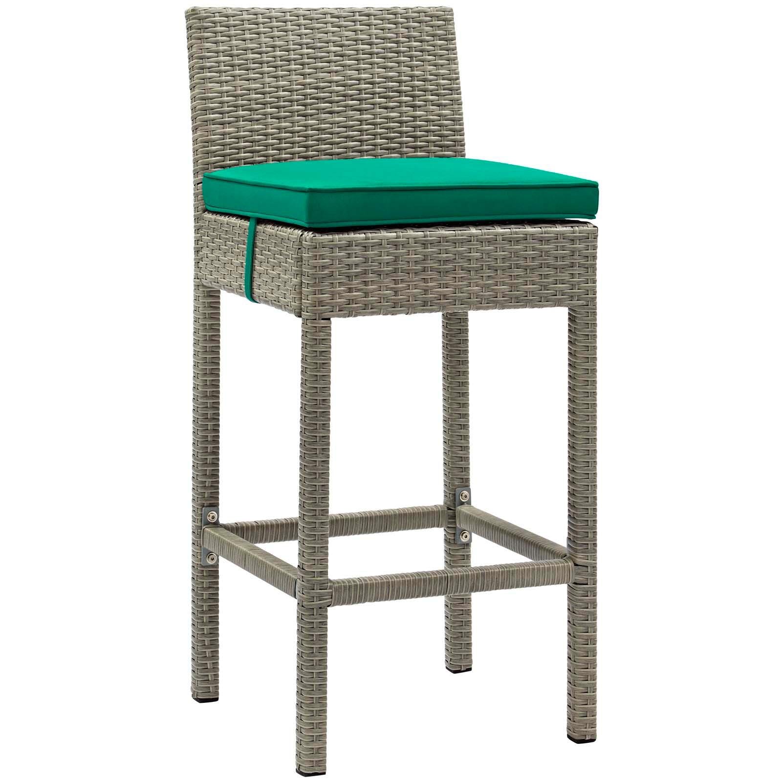 Modway Conduit Outdoor Weather Resistant Bar Stool, Light Gray/Green, rollover