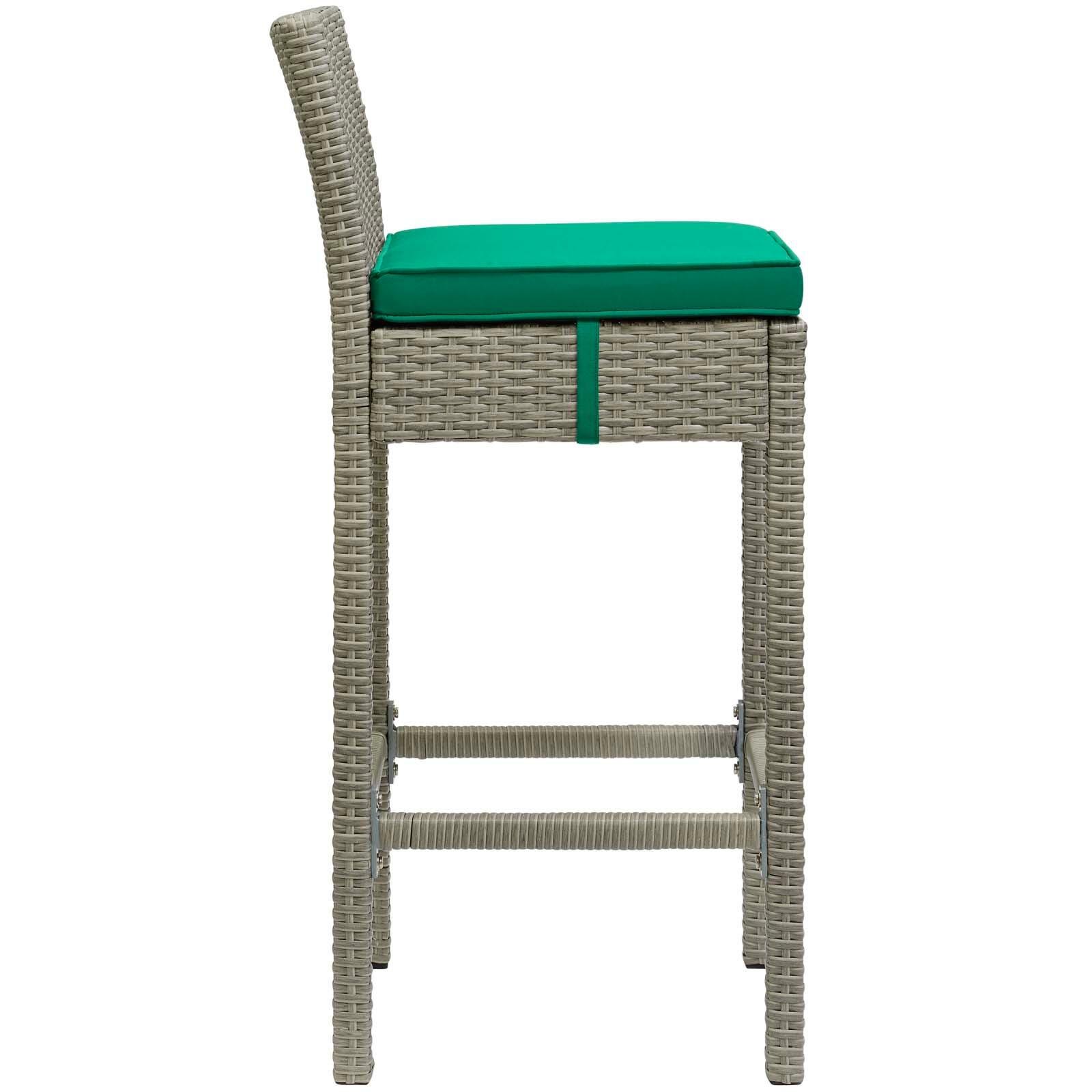 Modway Conduit Outdoor Weather Resistant Bar Stool, Light Gray/Green, large