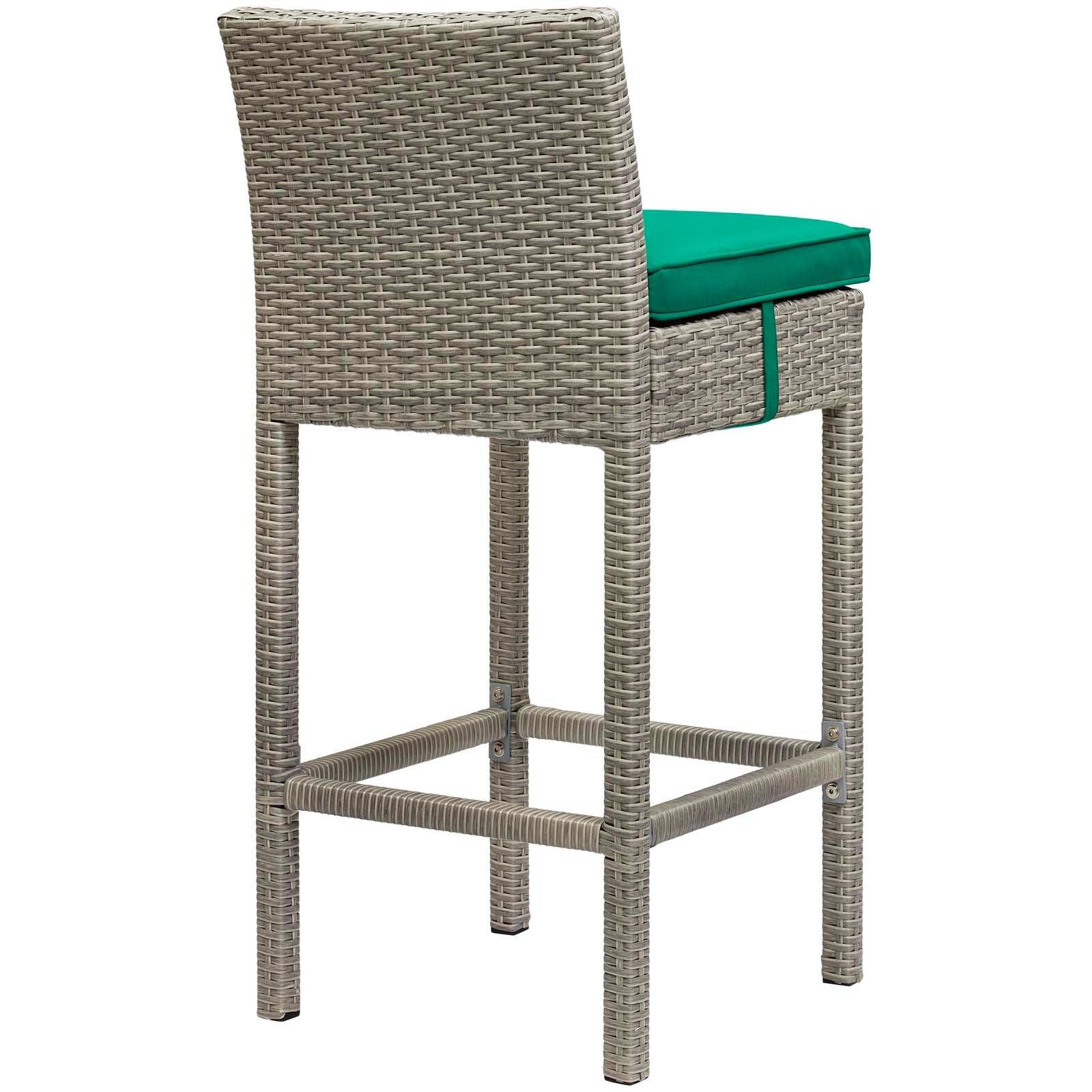 Modway Conduit Outdoor Weather Resistant Bar Stool, Light Gray/Green, large