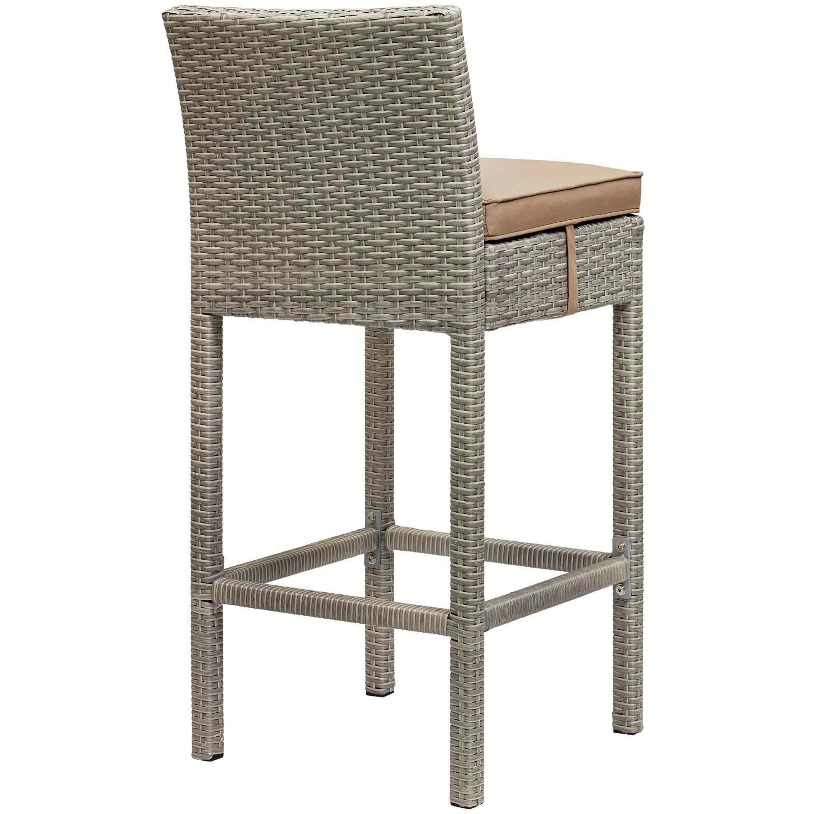Modway Conduit Outdoor Weather Resistant Bar Stool, Light Gray/Mocha, large