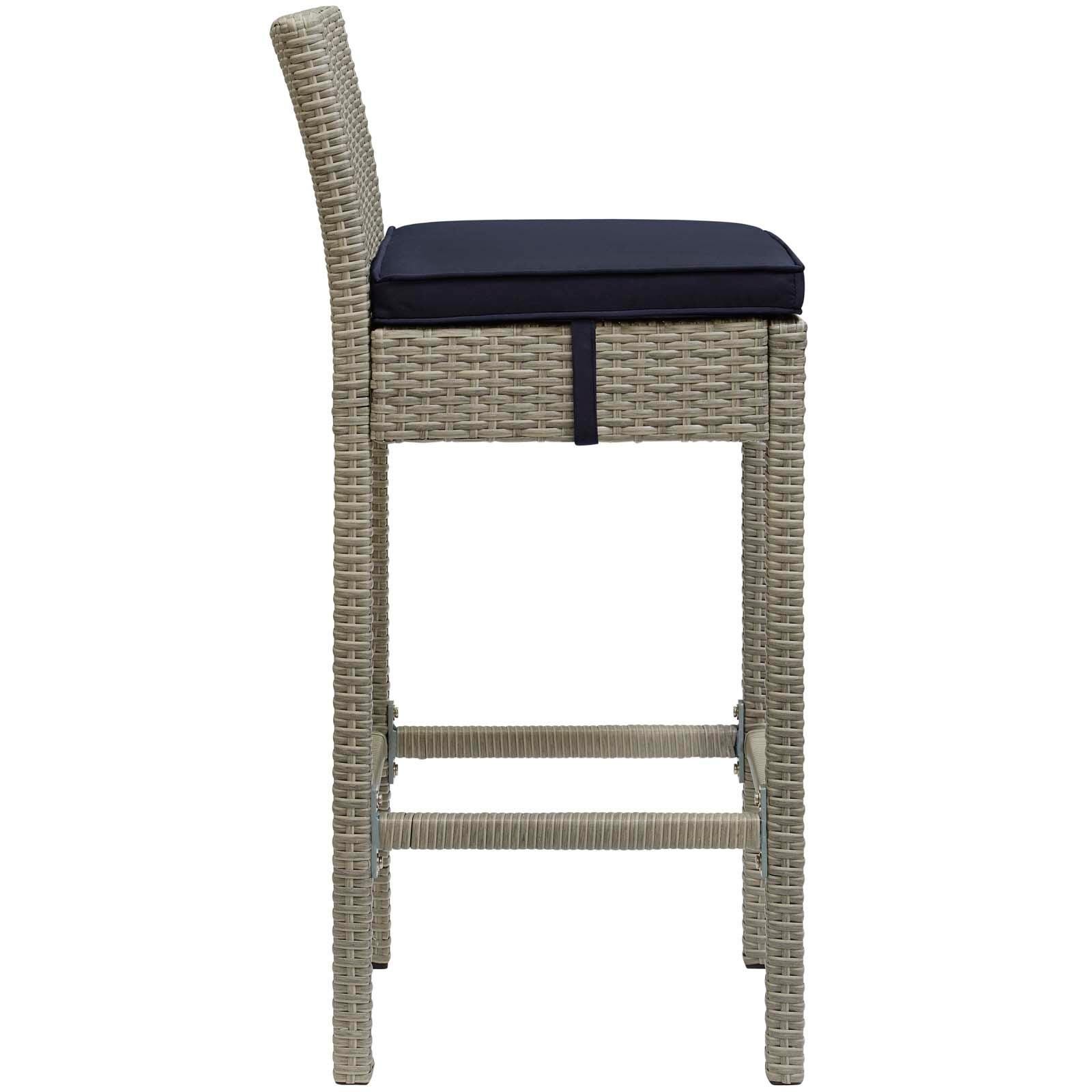 Modway Conduit Outdoor Weather Resistant Bar Stool, Light Gray/Navy, large
