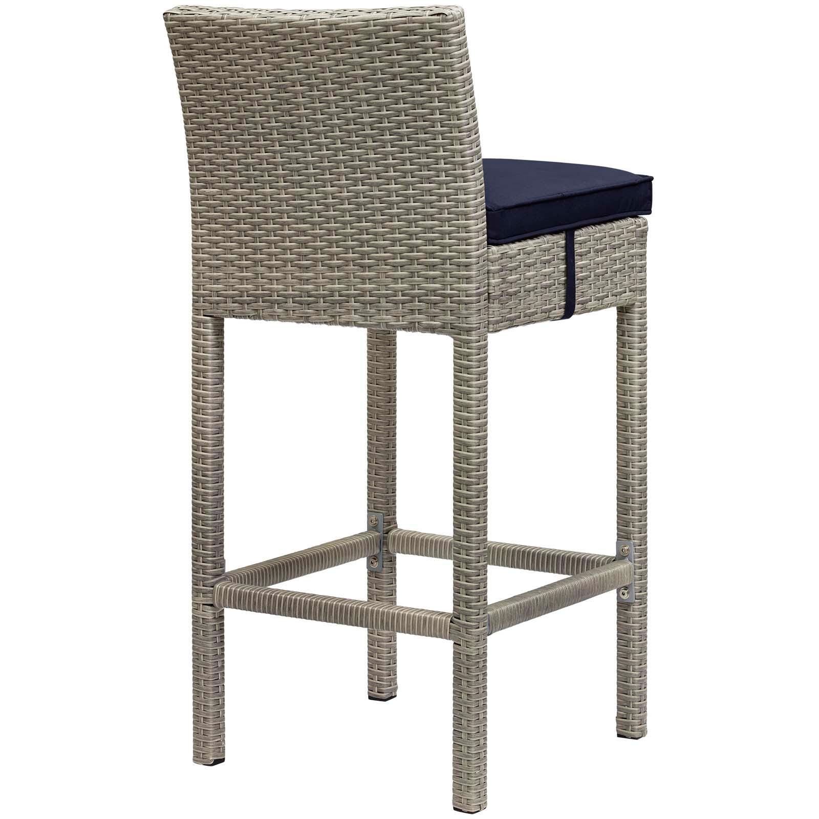 Modway Conduit Outdoor Weather Resistant Bar Stool, Light Gray/Navy, large