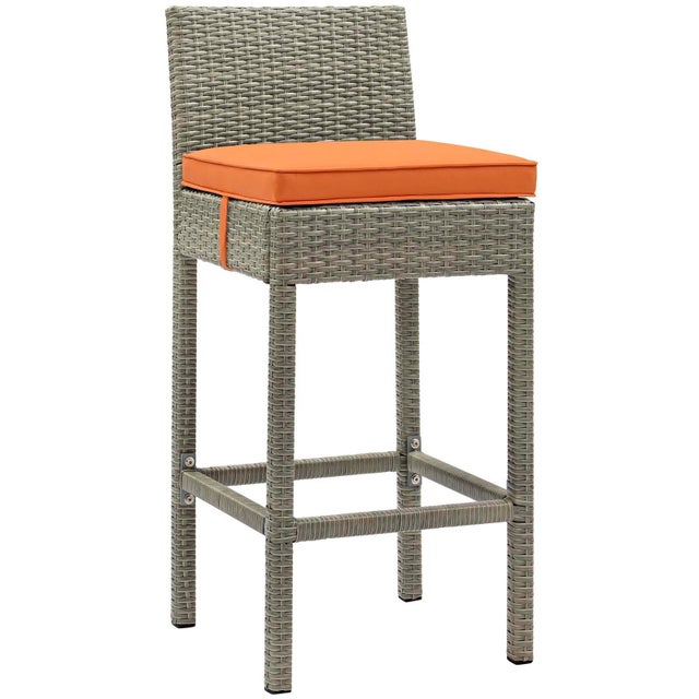 Modway Conduit Outdoor Weather Resistant Bar Stool, Light Gray/Orange