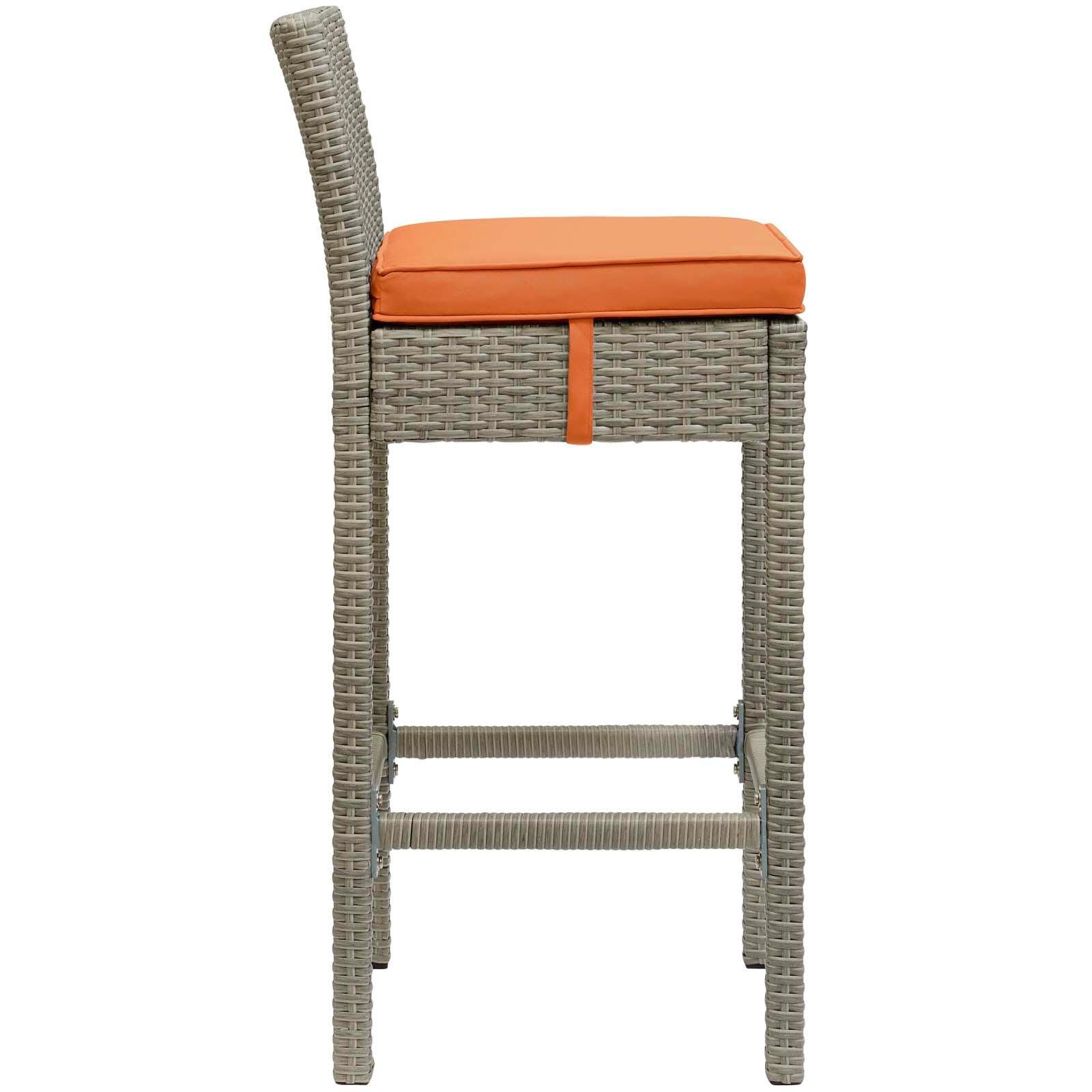 Modway Conduit Outdoor Weather Resistant Bar Stool, Light Gray/Orange, large