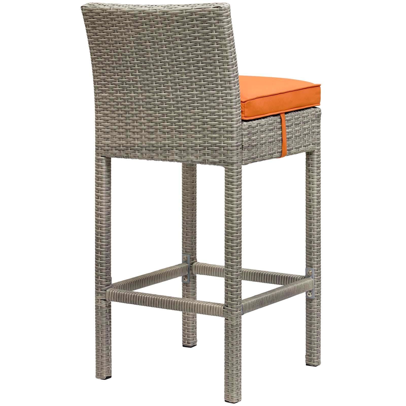 Modway Conduit Outdoor Weather Resistant Bar Stool, Light Gray/Orange, large