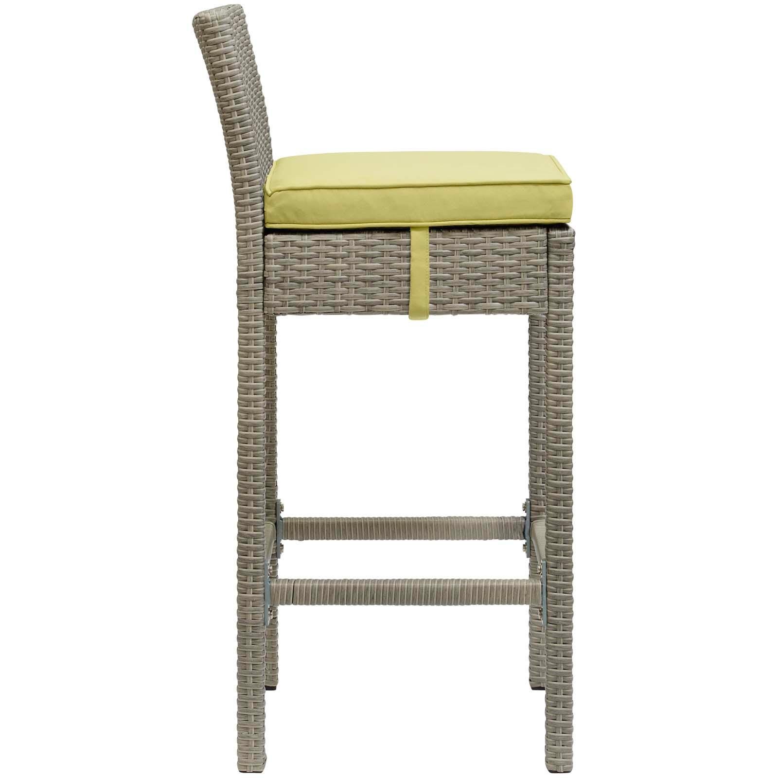Modway Conduit Outdoor Weather Resistant Bar Stool, Light Gray/Peridot, large
