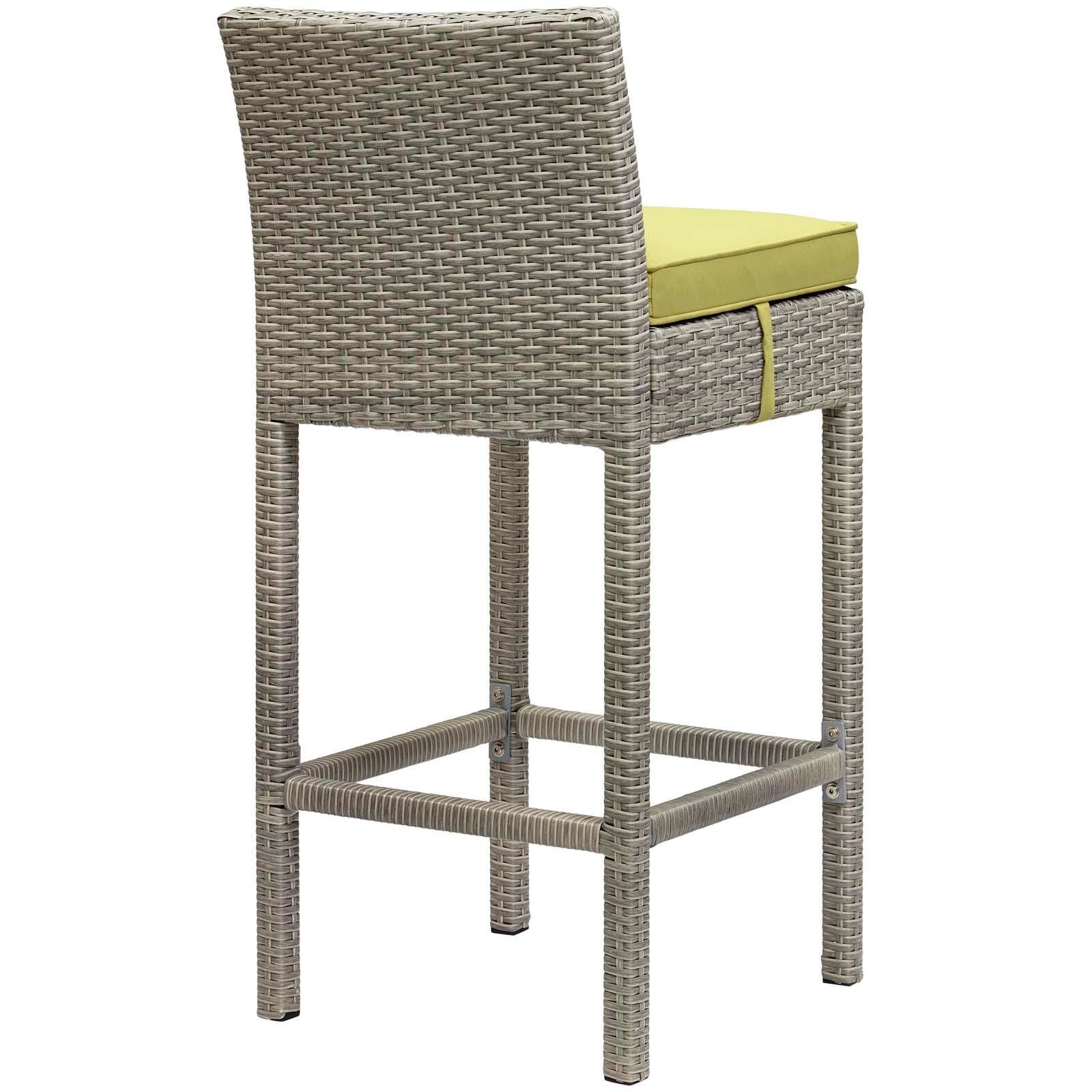 Modway Conduit Outdoor Weather Resistant Bar Stool, Light Gray/Peridot, large
