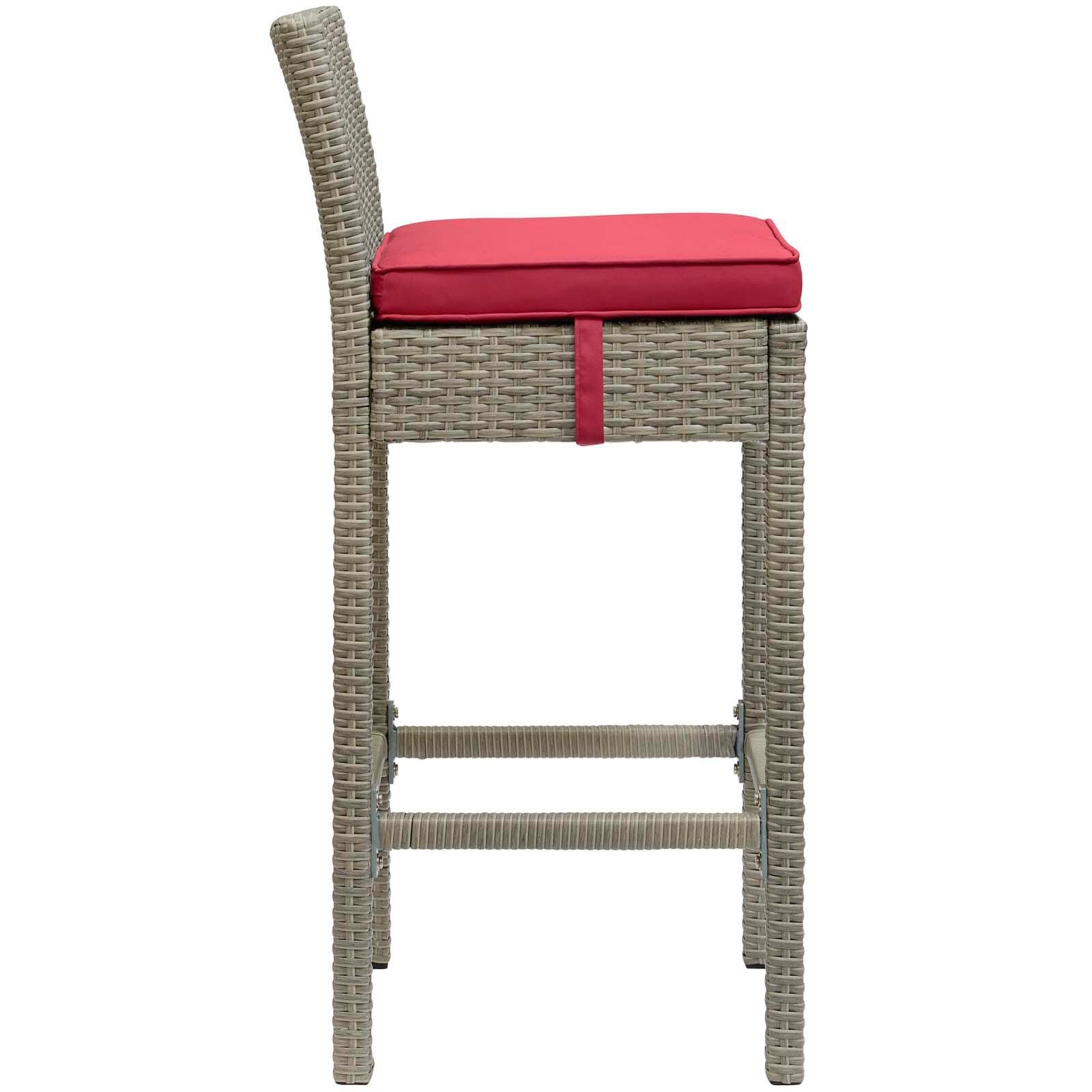 Modway Conduit Outdoor Weather Resistant Bar Stool, Light Gray/Red, large