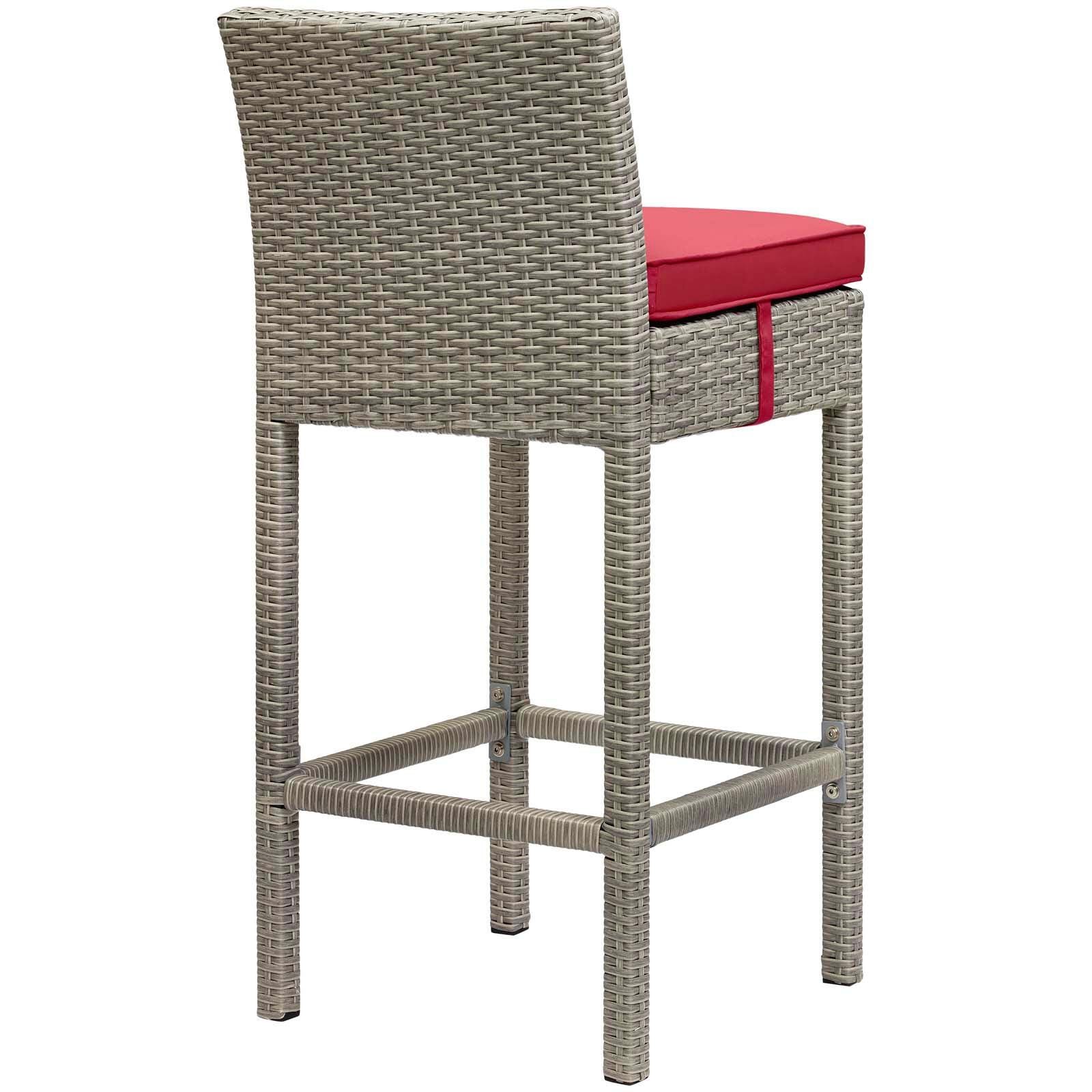 Modway Conduit Outdoor Weather Resistant Bar Stool, Light Gray/Red, large