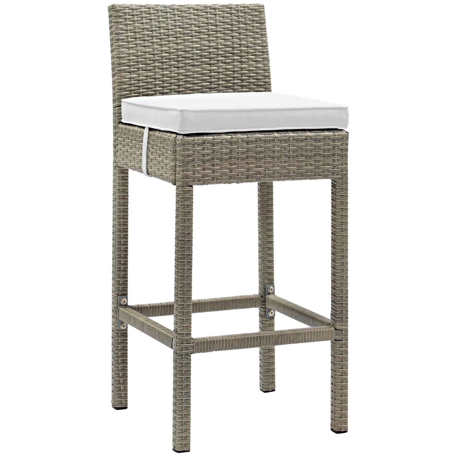 Modway Conduit Outdoor Weather Resistant Bar Stool, Light Gray/White, large