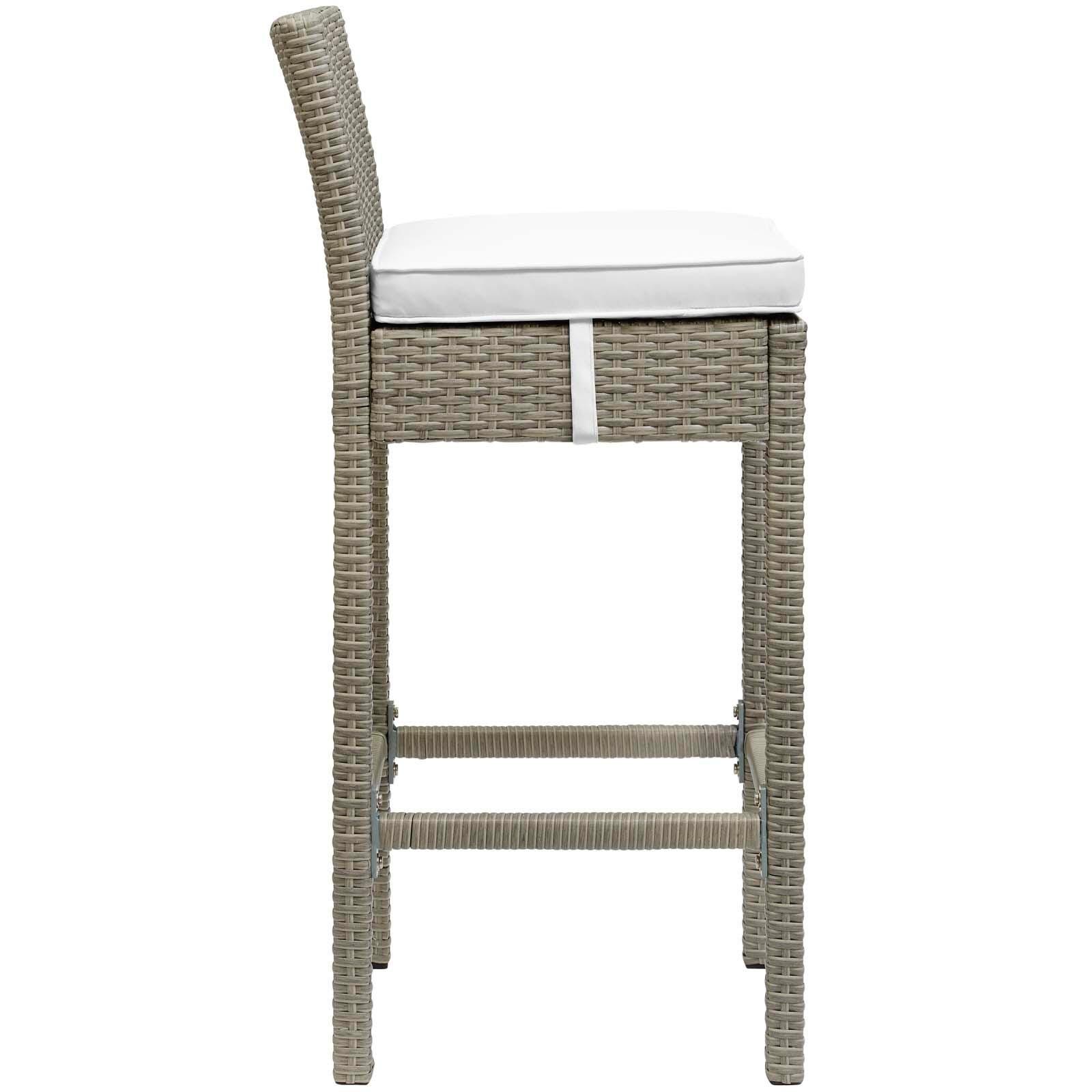 Modway Conduit Outdoor Weather Resistant Bar Stool, Light Gray/White, large