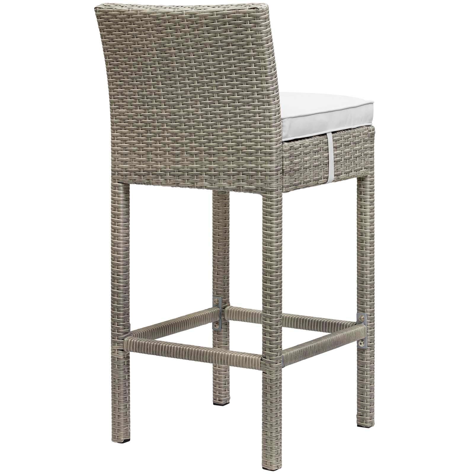 Modway Conduit Outdoor Weather Resistant Bar Stool, Light Gray/White, large