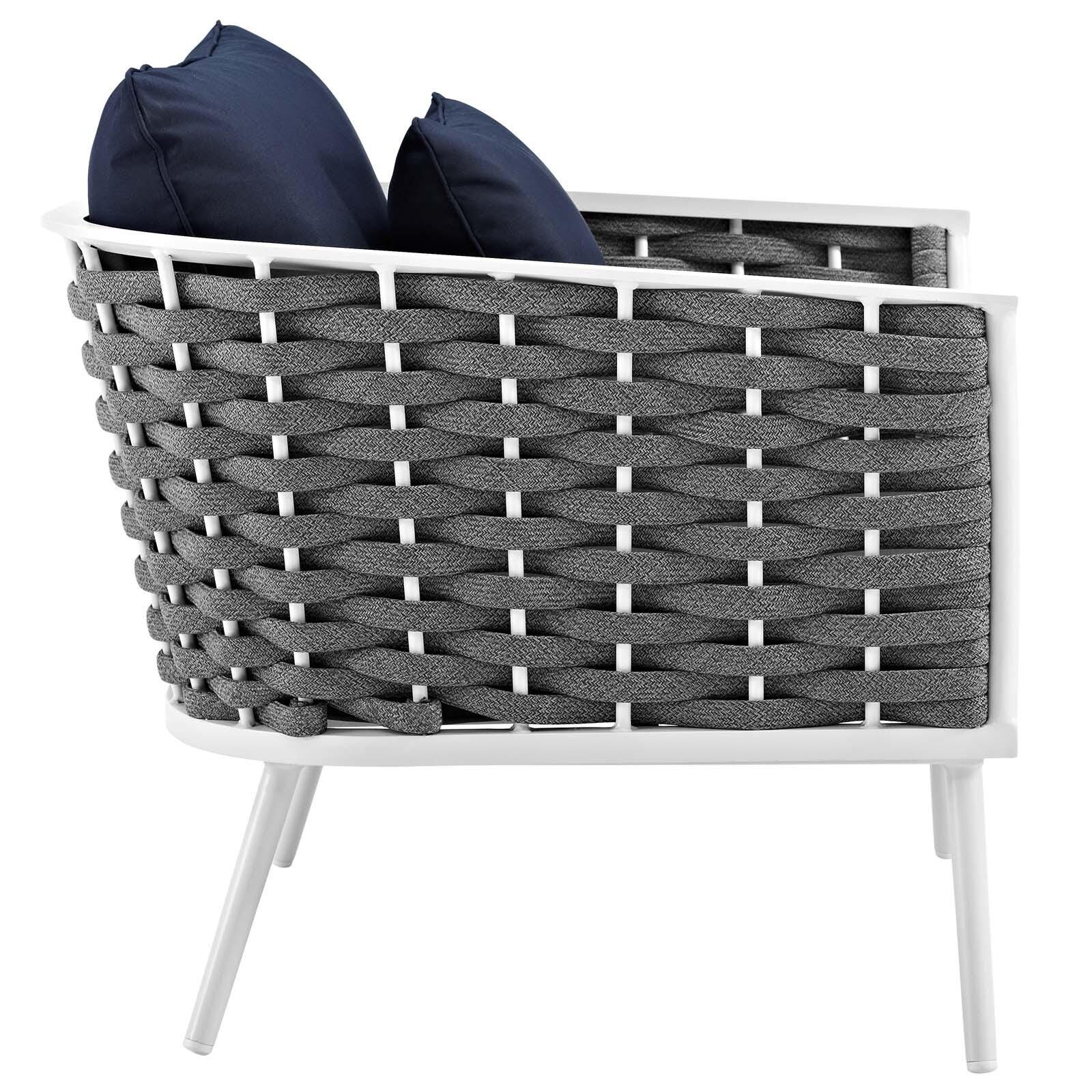 Modway Stance Outdoor Weather Resistant Armchair, White/Navy, large