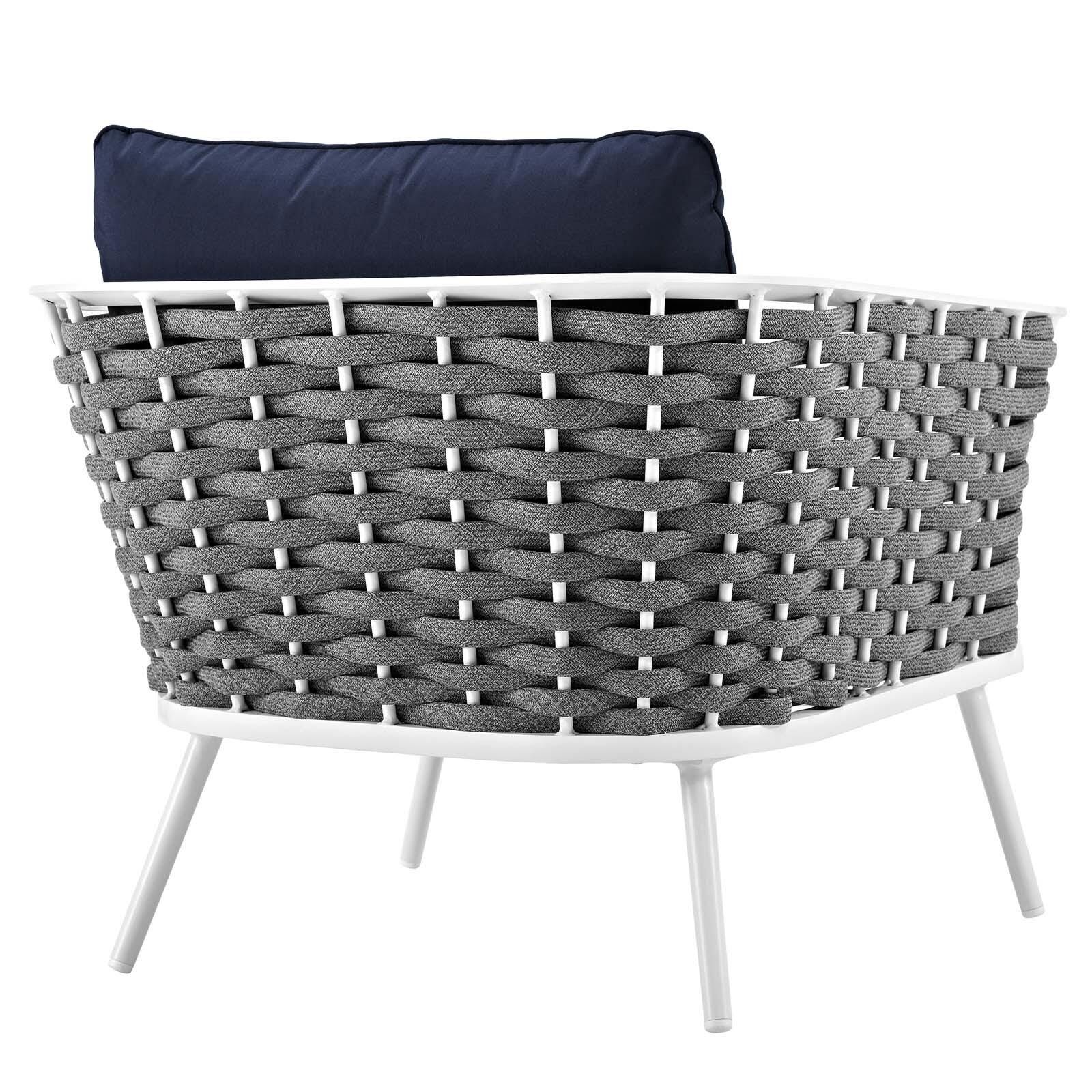 Modway Stance Outdoor Weather Resistant Armchair, White/Navy, large