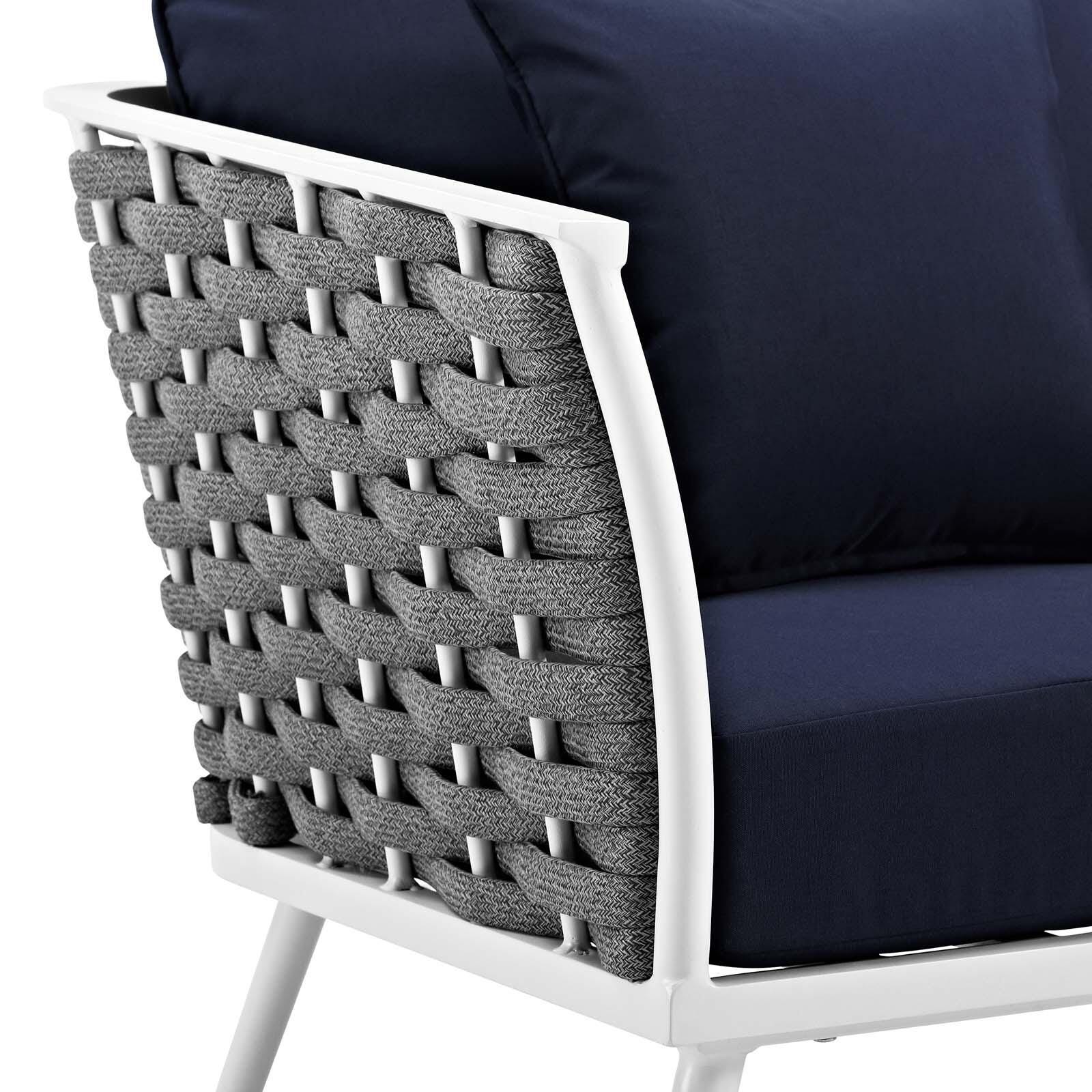 Modway Stance Outdoor Weather Resistant Armchair, White/Navy, large