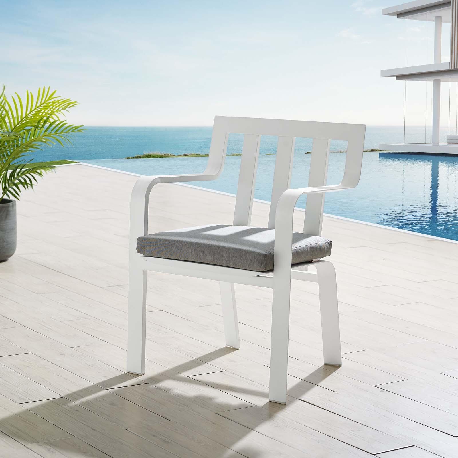 Modway Baxley Outdoor Weather Resistant Dining Armchair, White/Gray, rollover
