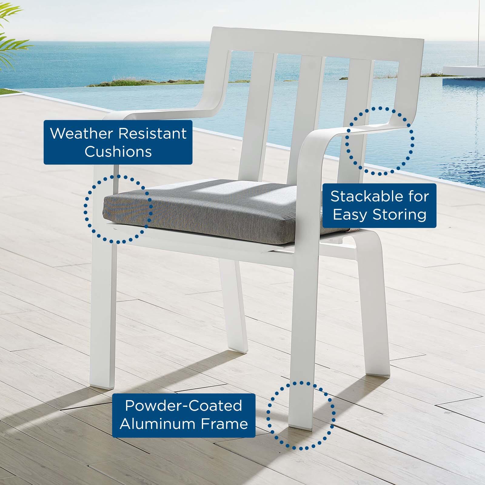 Modway Baxley Outdoor Weather Resistant Dining Armchair, White/Gray, large