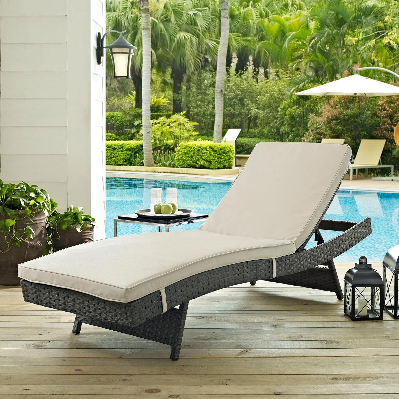 Modway Sojourn Outdoor Weather Resistant Sunbrella&reg; Chaise, Antique Canvas/Beige, rollover