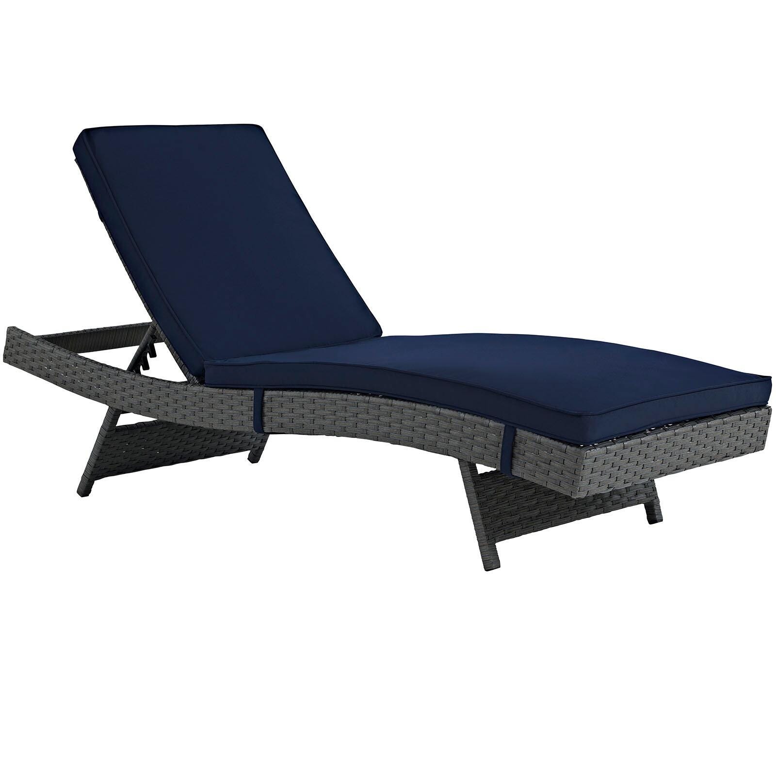 Modway Sojourn Outdoor Weather Resistant Sunbrella&reg; Chaise, Canvas/Navy, large