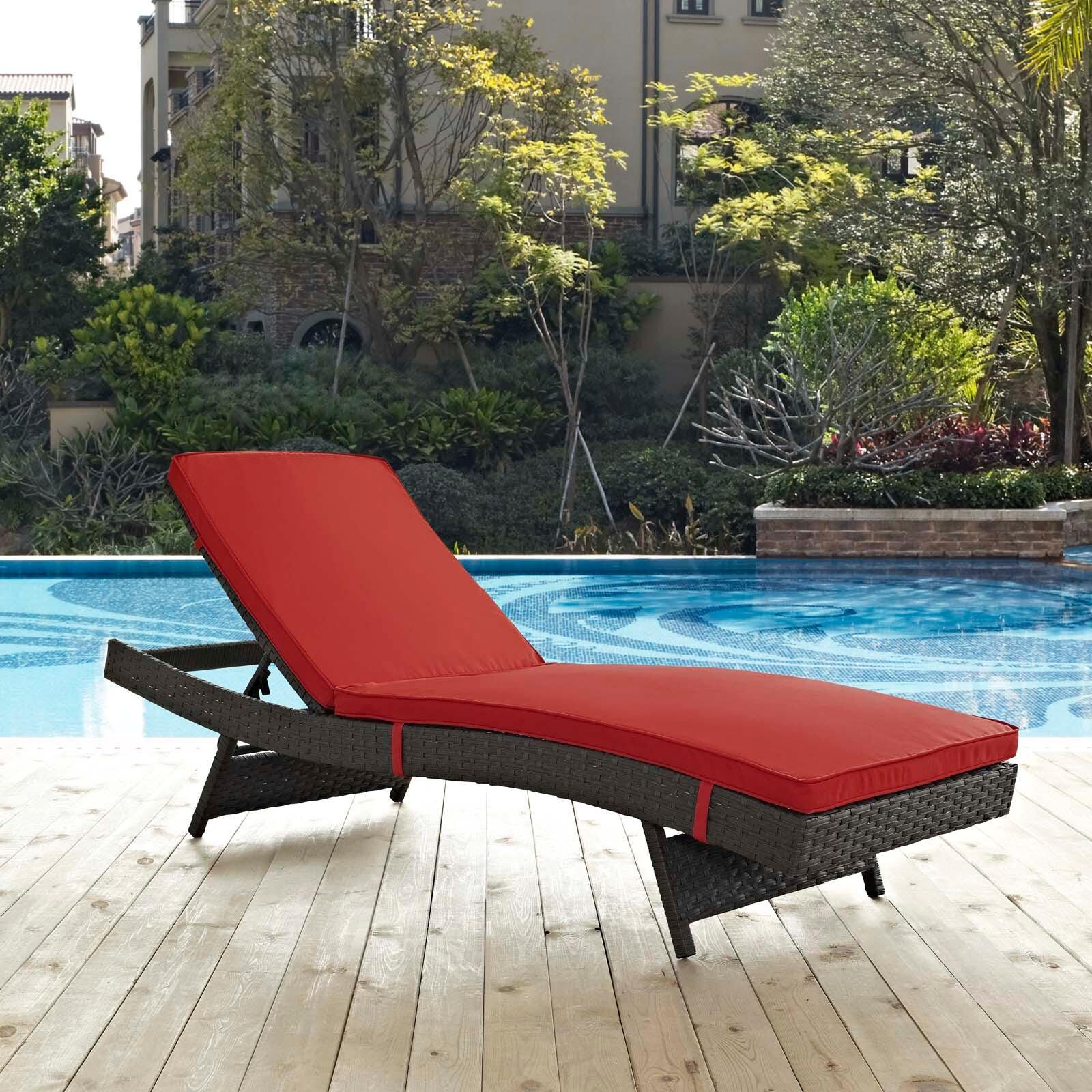 Modway Sojourn Outdoor Weather Resistant Sunbrella&reg; Chaise, Canvas/Red, rollover
