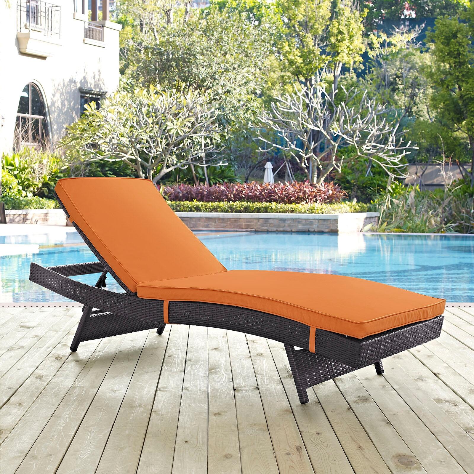 Modway Convene Outdoor Chaise, Espresso/Orange, large