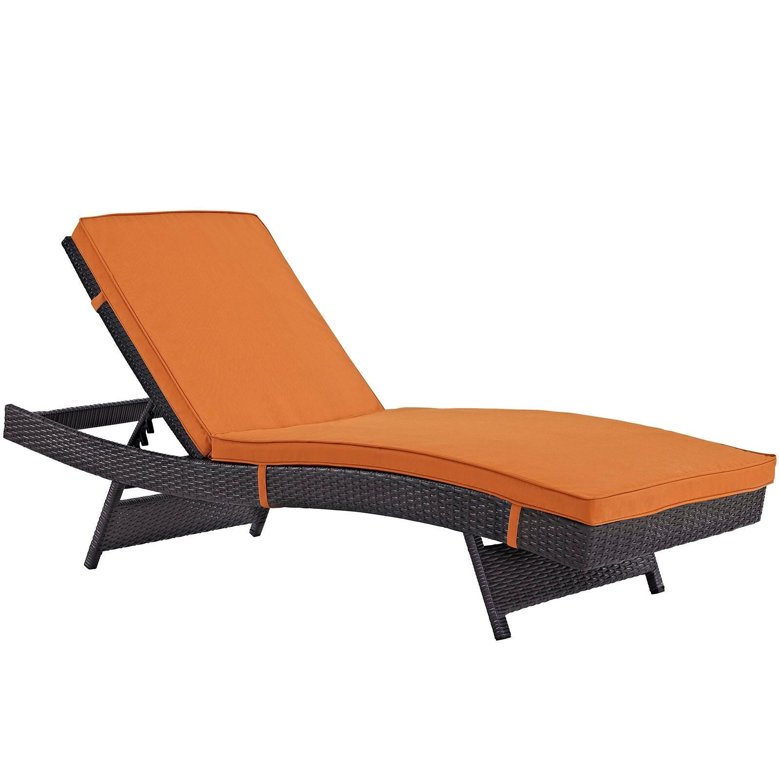 Modway Convene Outdoor Chaise, Espresso/Orange, large