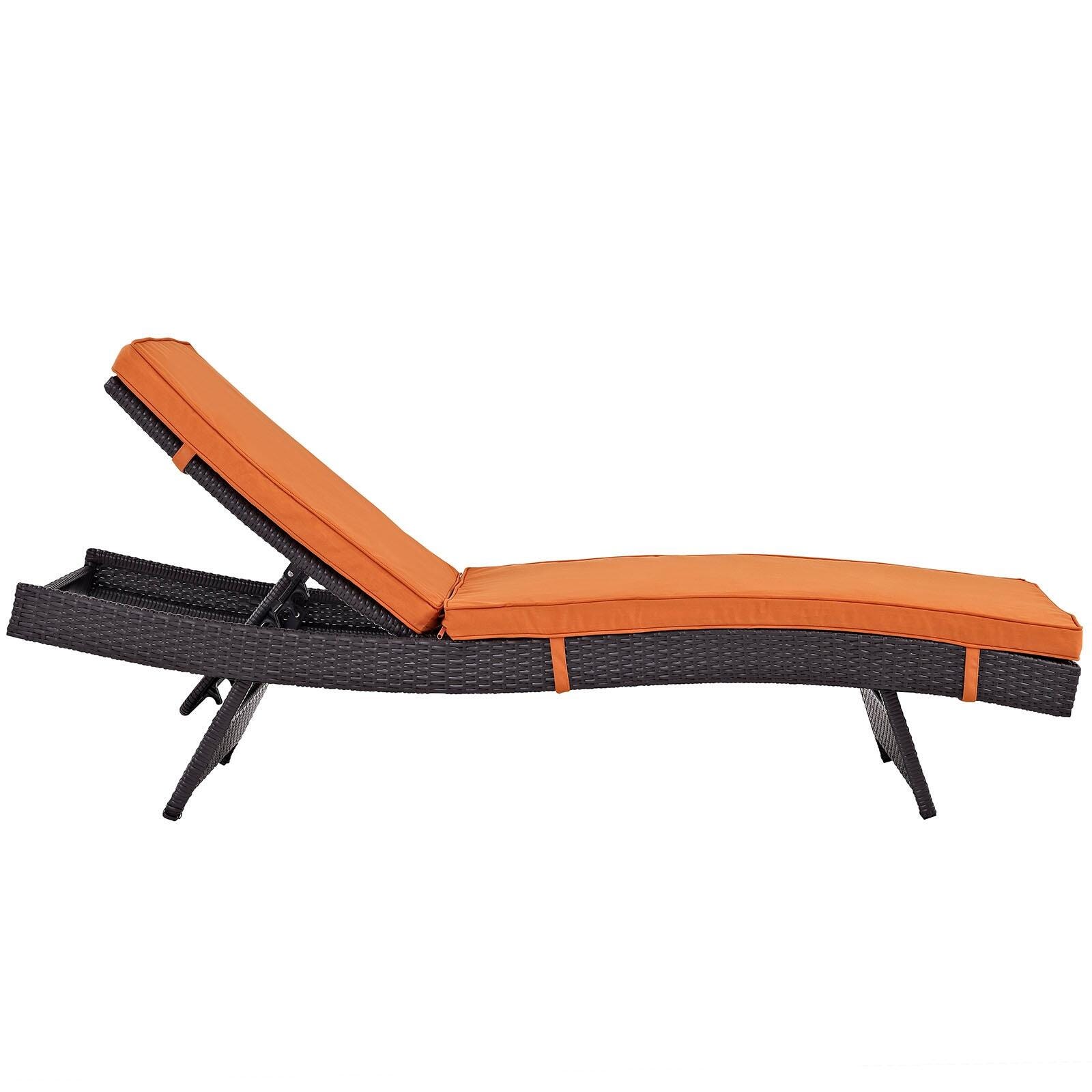 Modway Convene Outdoor Chaise, Espresso/Orange, large