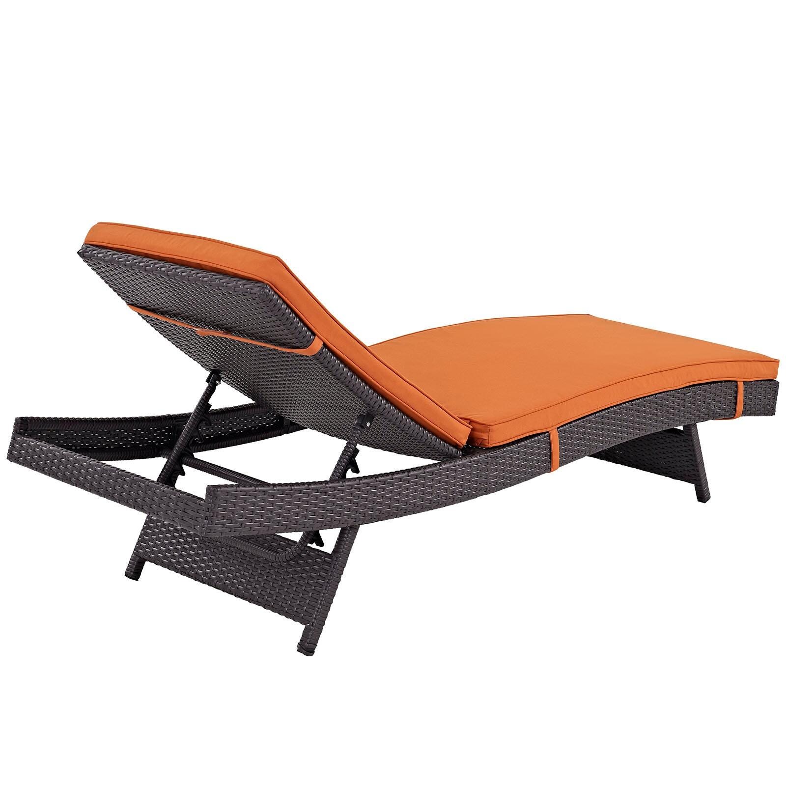 Modway Convene Outdoor Chaise, Espresso/Orange, large