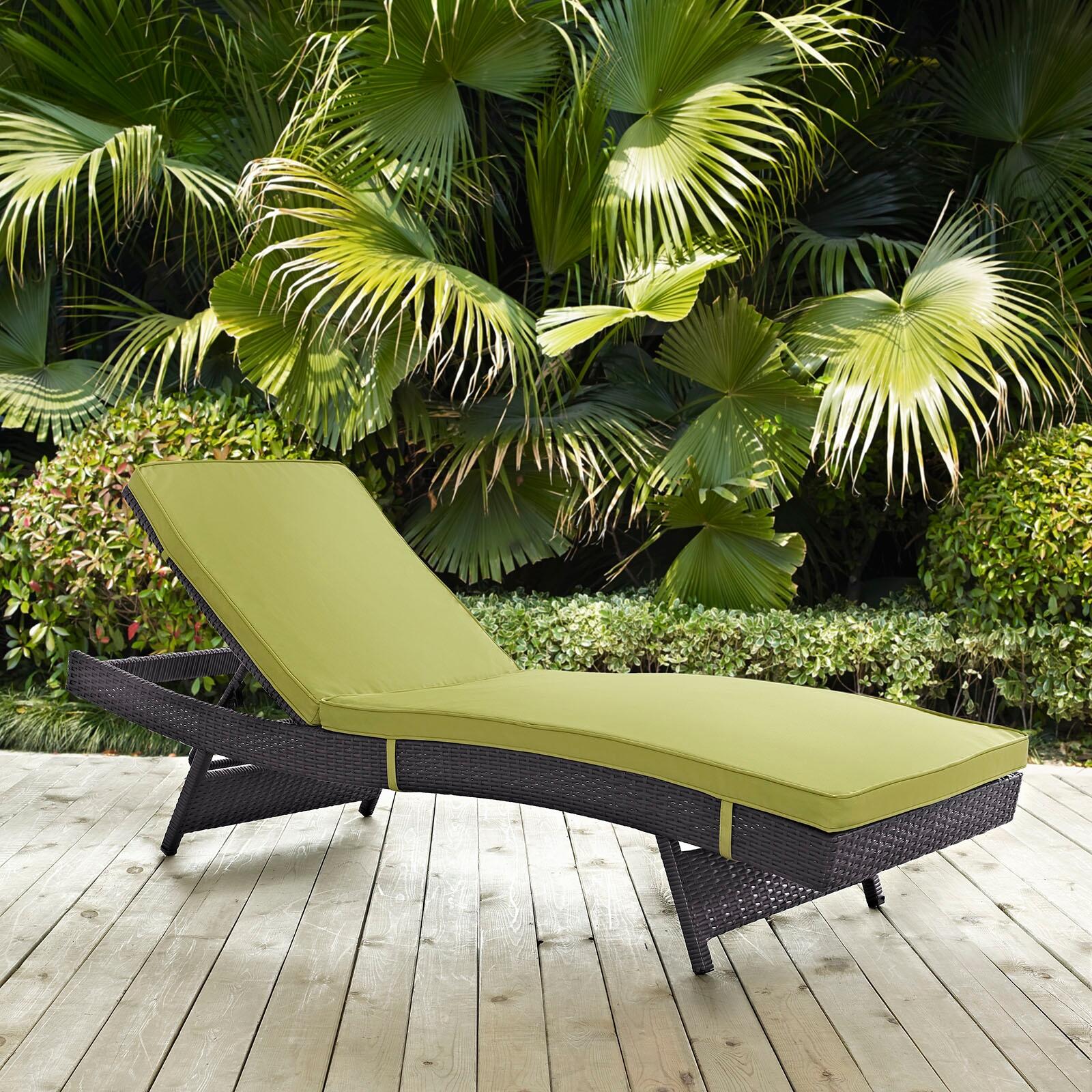 Modway Convene Outdoor Chaise, Espresso/Peridot, rollover