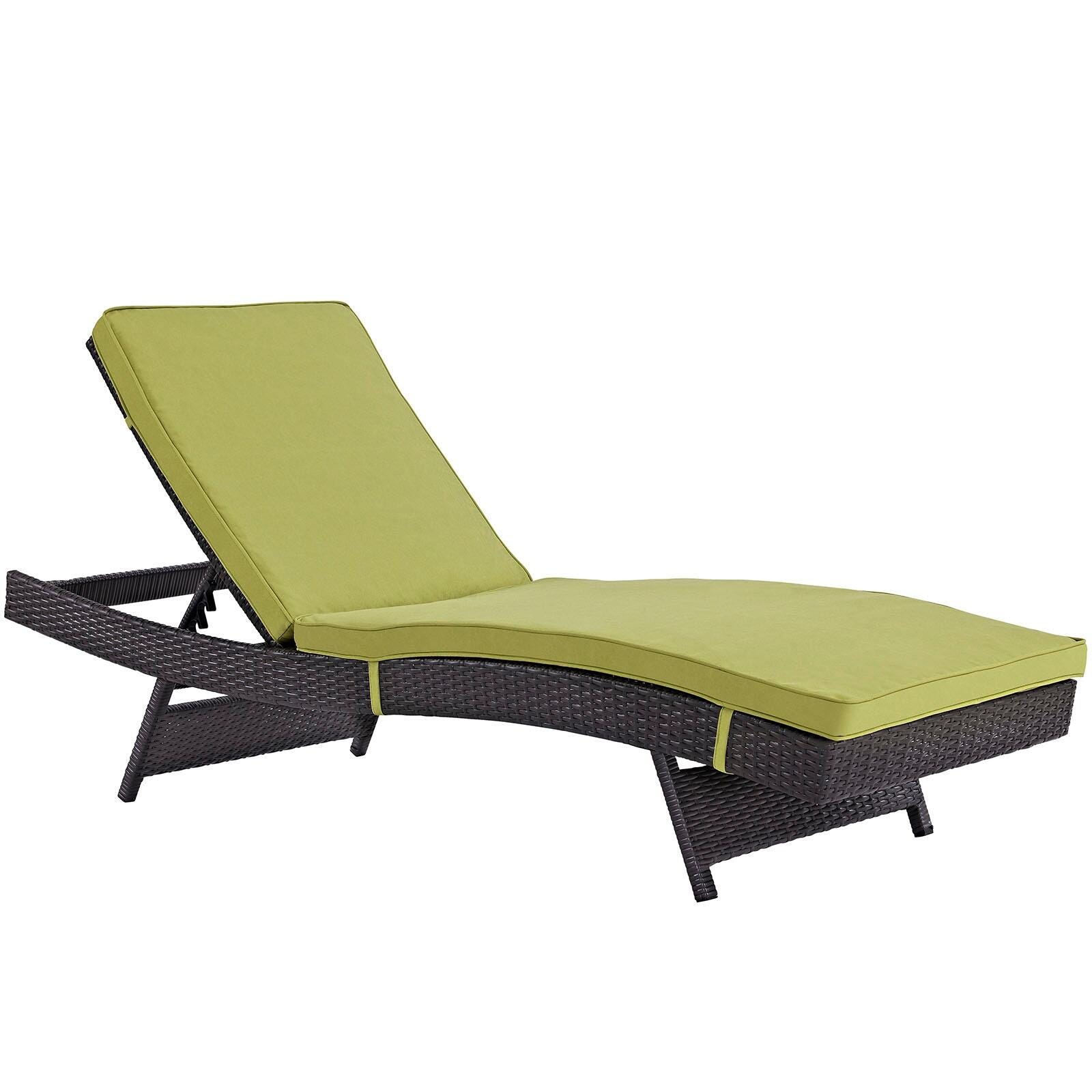 Modway Convene Outdoor Chaise, Espresso/Peridot, large