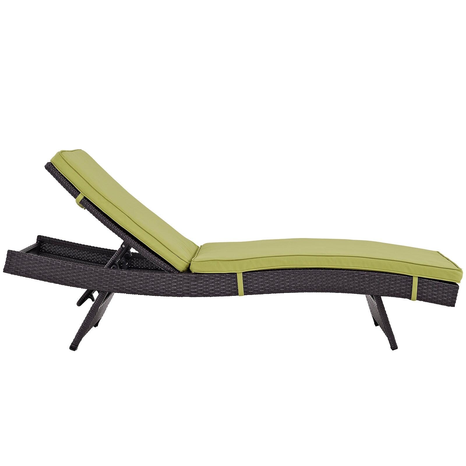 Modway Convene Outdoor Chaise, Espresso/Peridot, large
