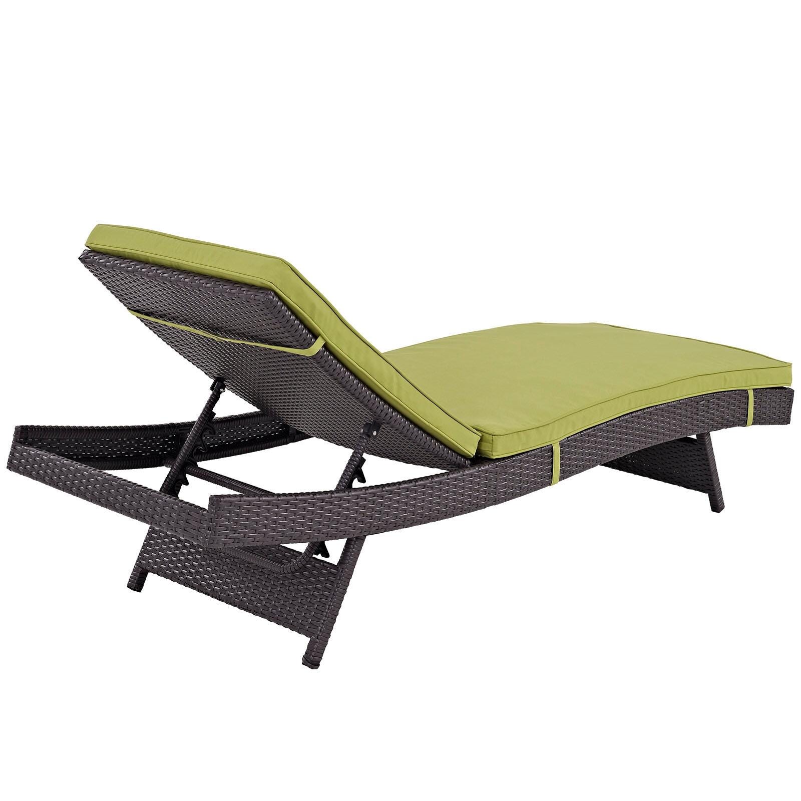 Modway Convene Outdoor Chaise, Espresso/Peridot, large