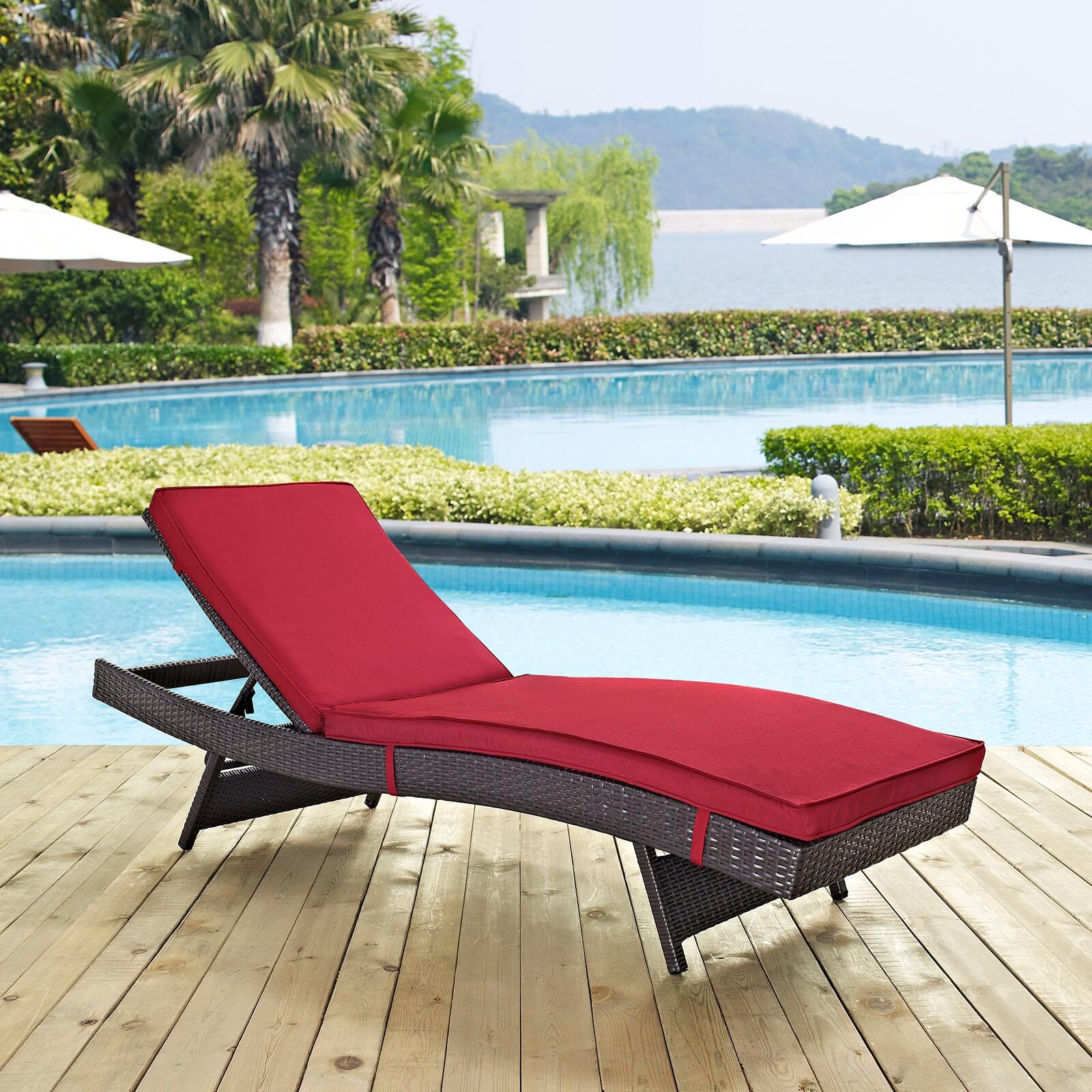 Modway Convene Outdoor Chaise, Espresso/Red, rollover