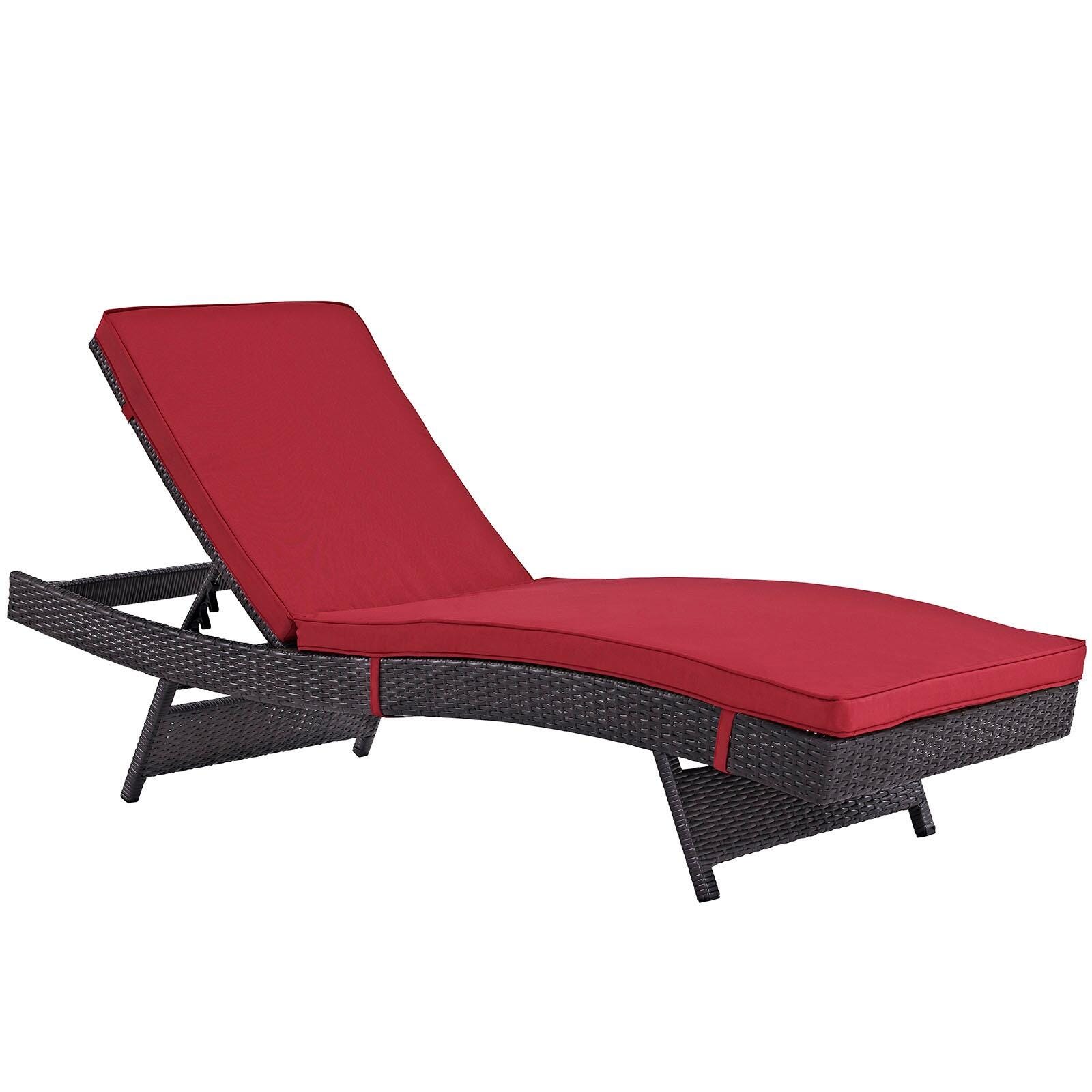 Modway Convene Outdoor Chaise, Espresso/Red, large