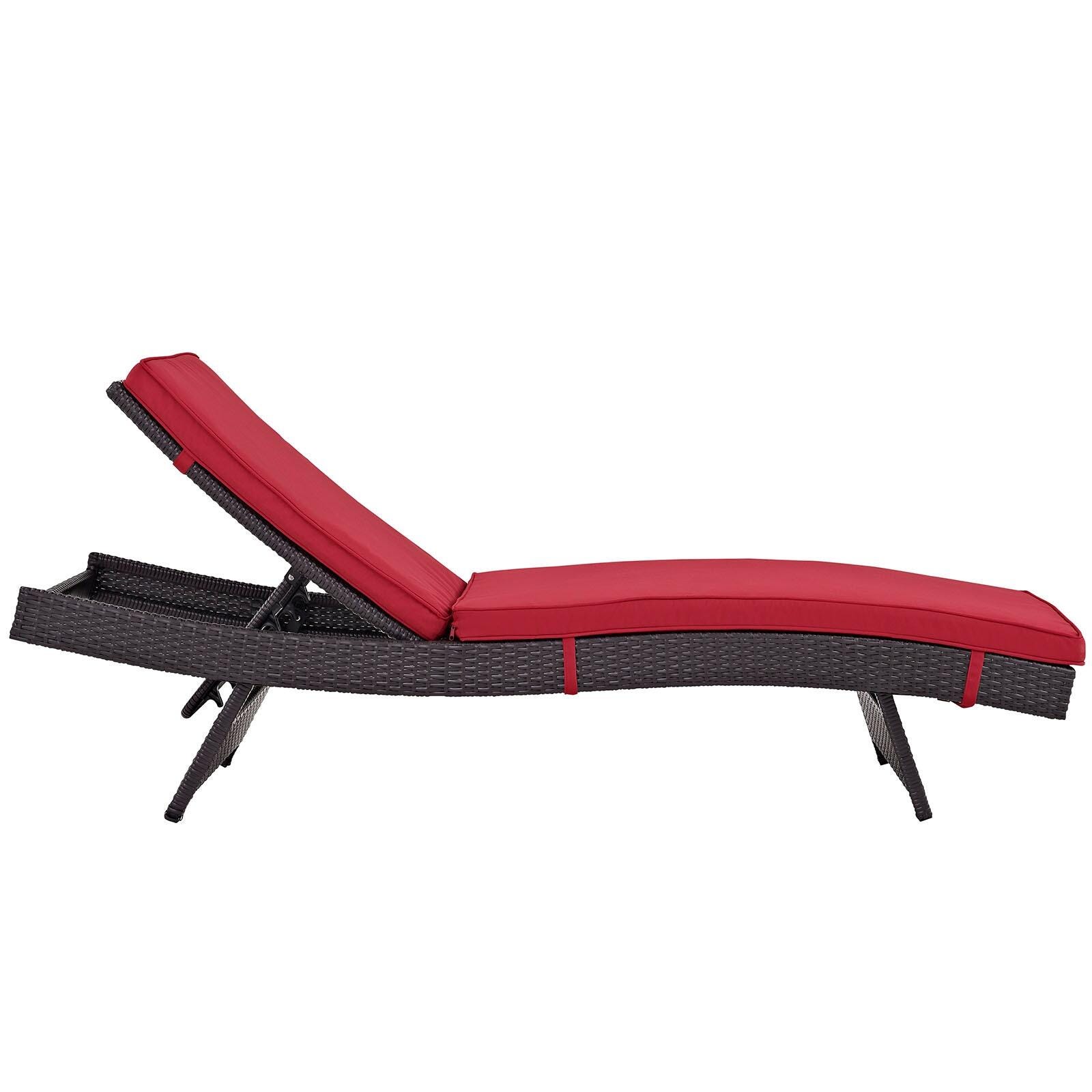 Modway Convene Outdoor Chaise, Espresso/Red, large