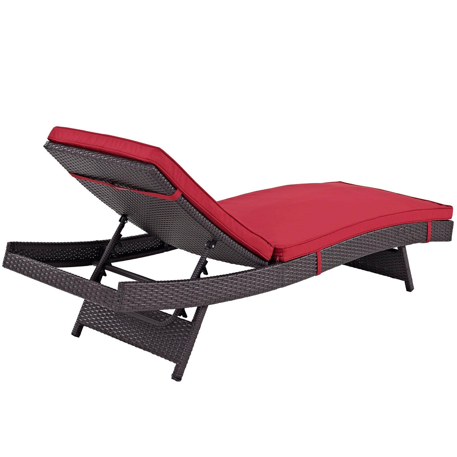 Modway Convene Outdoor Chaise, Espresso/Red, large