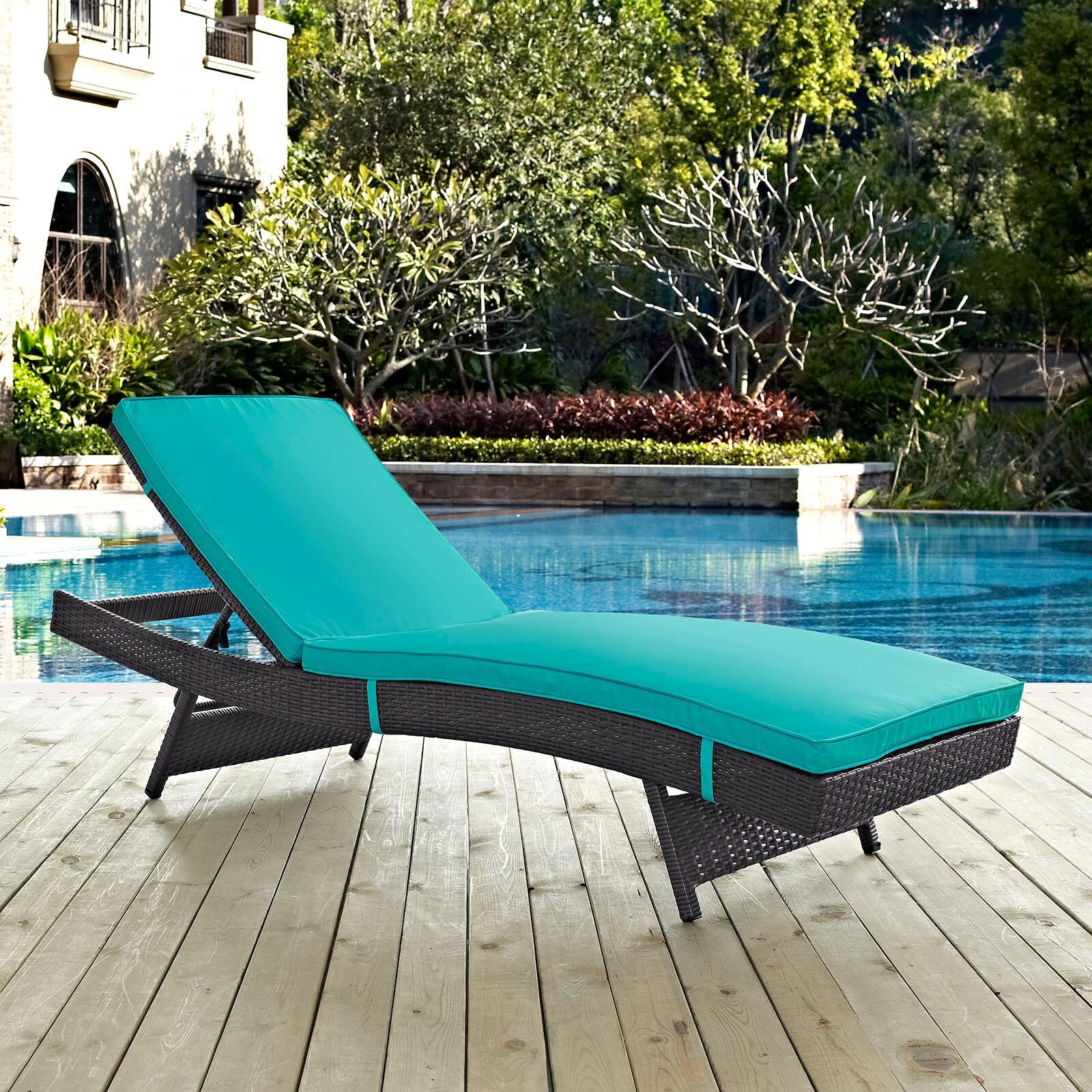 Modway Convene Outdoor Chaise, Espresso/Turquoise, rollover